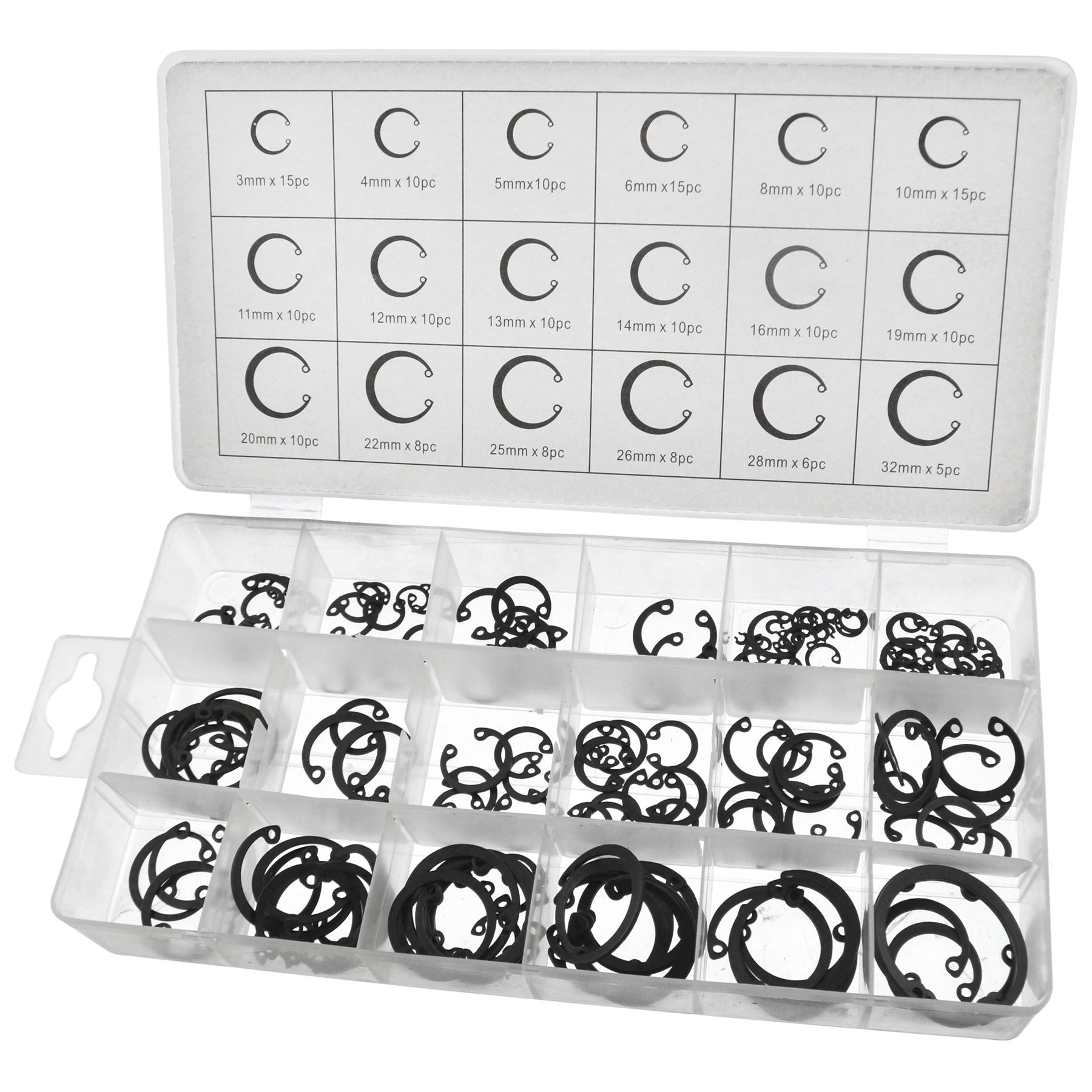 Jeu de circlips internes Clips de retenue Anneau élastique Fixation Fixations 180 pièces AST3