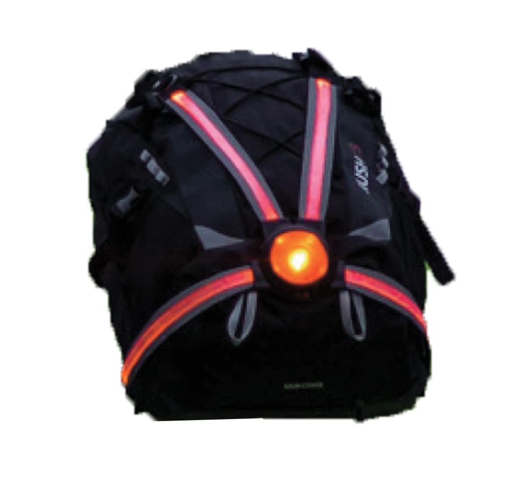 Commuter X4 – Reflektierende Sicherheitsausrüstungstasche für den hinteren Gurt mit LED-Licht