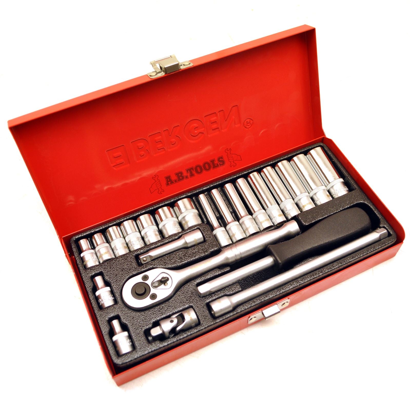 1/4"-Antrieb, metrisch, MM, flach und tief, Steckschlüssel- und Zubehörsatz, 4 - 13 mm, 24-teilig