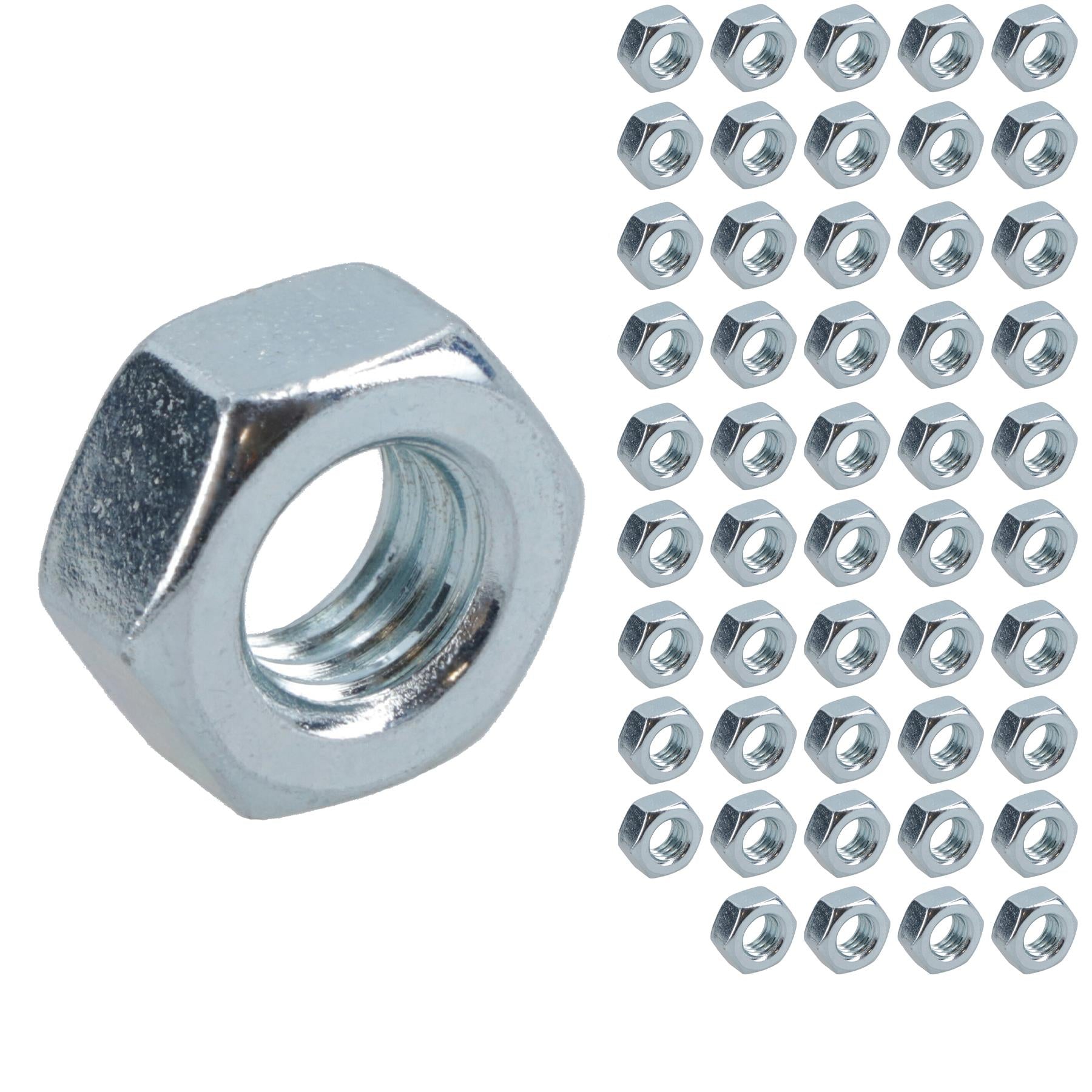 M8 x 1.25mm Hex Full Nut Fastener Hexagonal Metric Nuts Grade 8 Zinc Plated