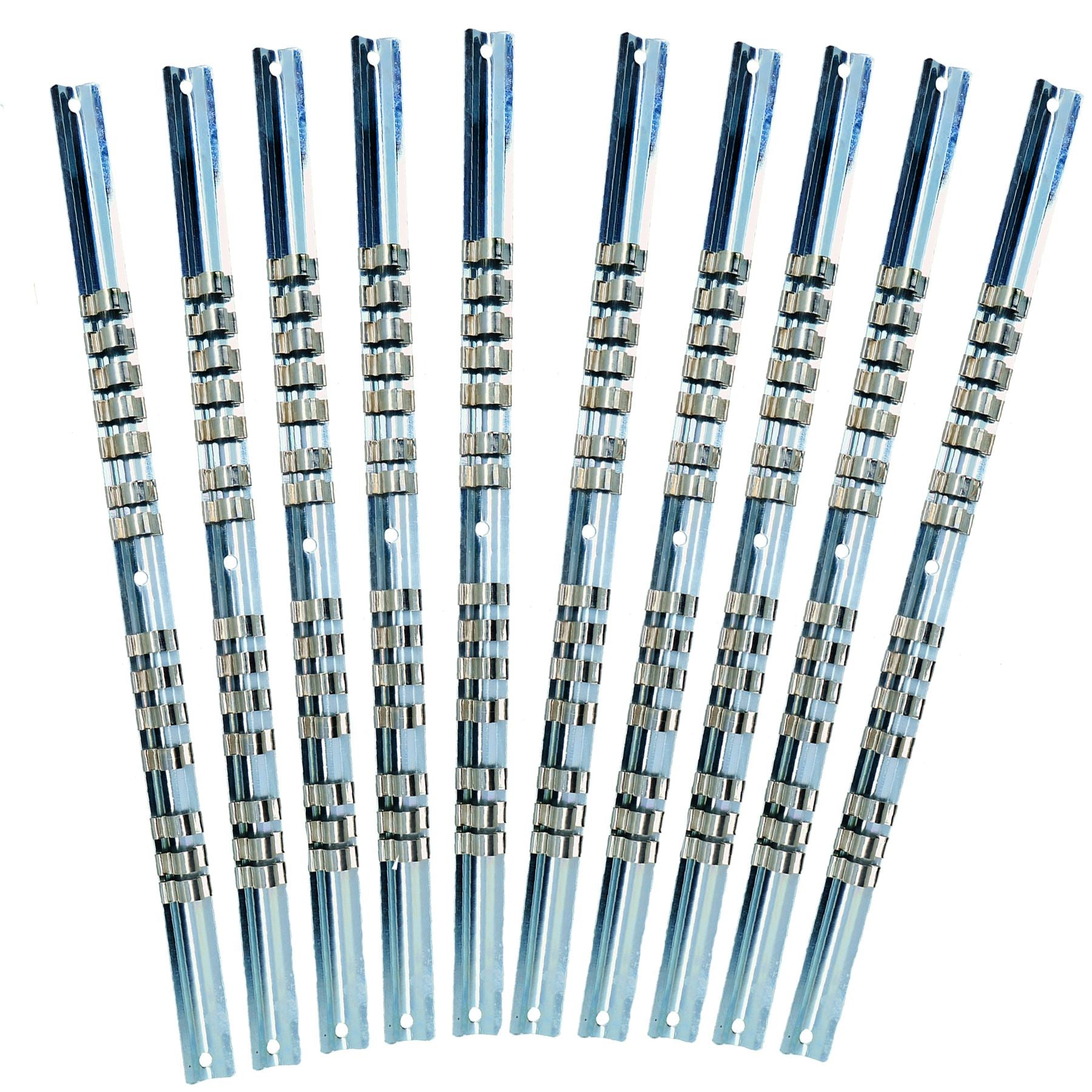 Support de rangement pour rail de douilles à entraînement 3/8" ou 1/2" Clips d'organisation 14 clips par rail