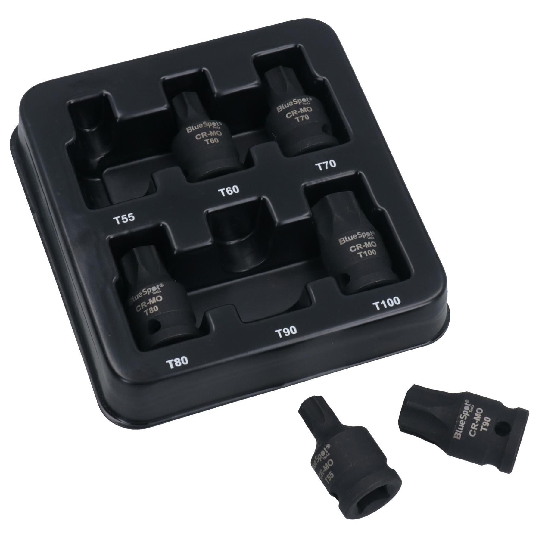 1/2-Zoll-Antrieb, Schlagschrauber, männlich, Torx-Stern-Bit-Steckschlüssel, Stubby T55 – T100, 6-teiliges Set