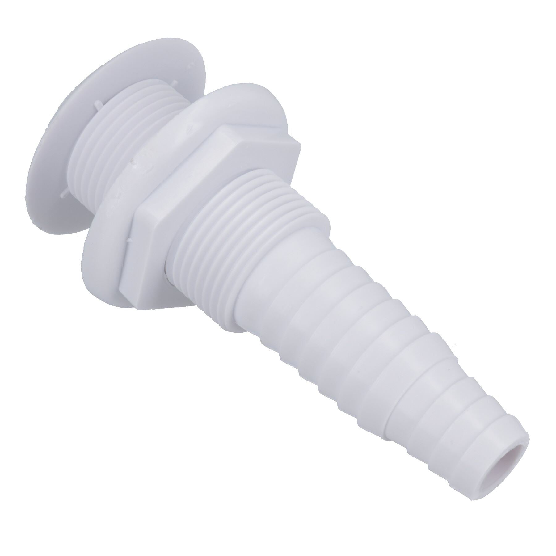 1" BSP Kunststoff-Hautdurchführung für Rumpfmontage, 19 mm und 25 mm Schlauchanschluss, Bilgenpumpenablauf