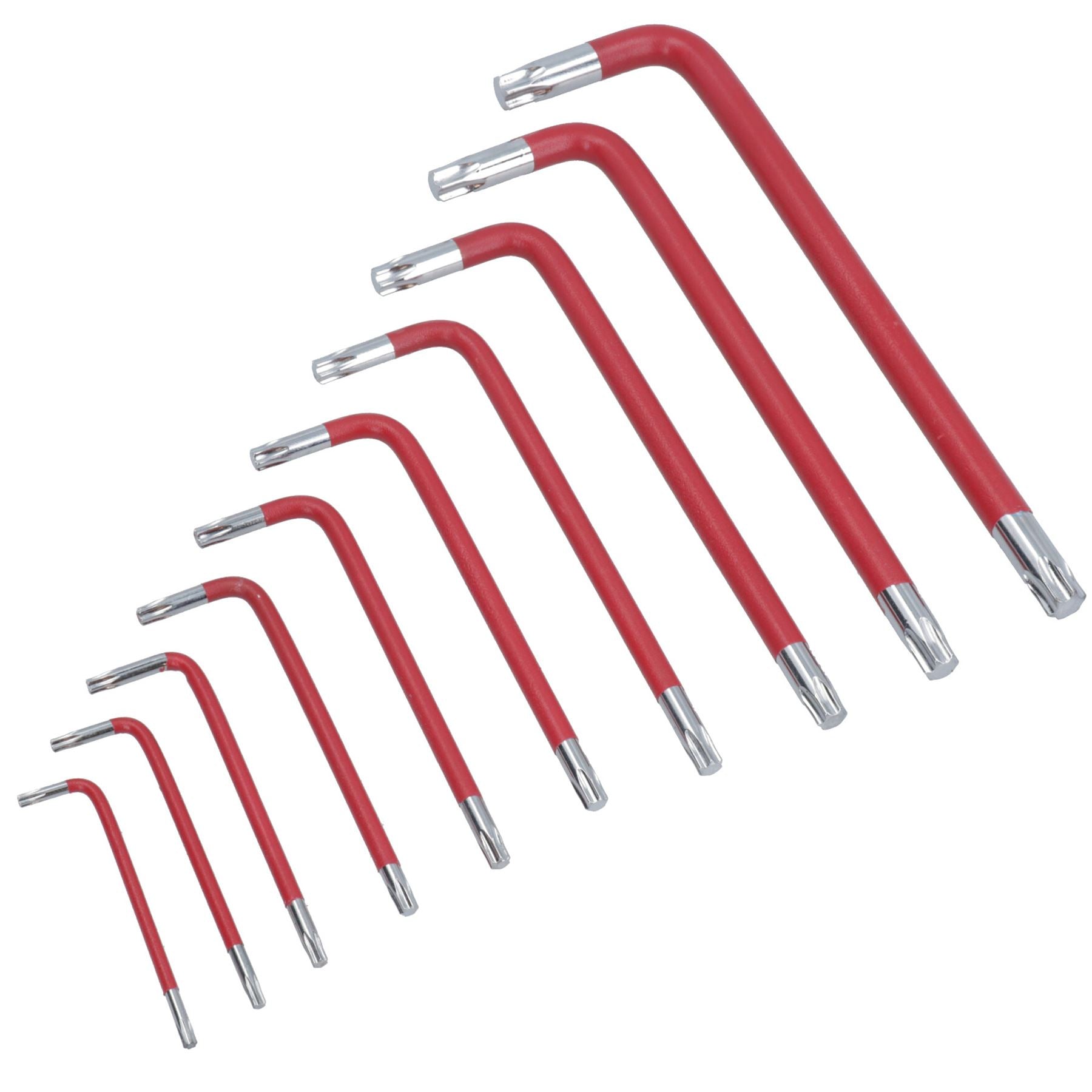 10 Stück farbige lange Torx-Sternschlüssel mit Halter T9 – T50 Anti-Rutsch-Griffbelag