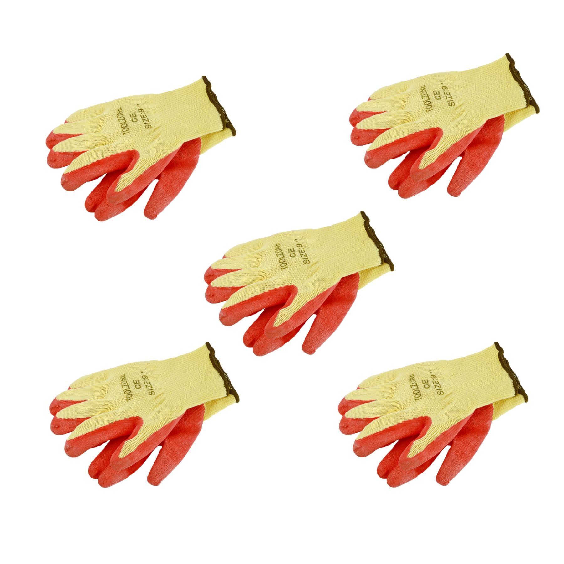 9" Builders Protective Gartenarbeit DIY Latex Gummi beschichtete Arbeitshandschuhe