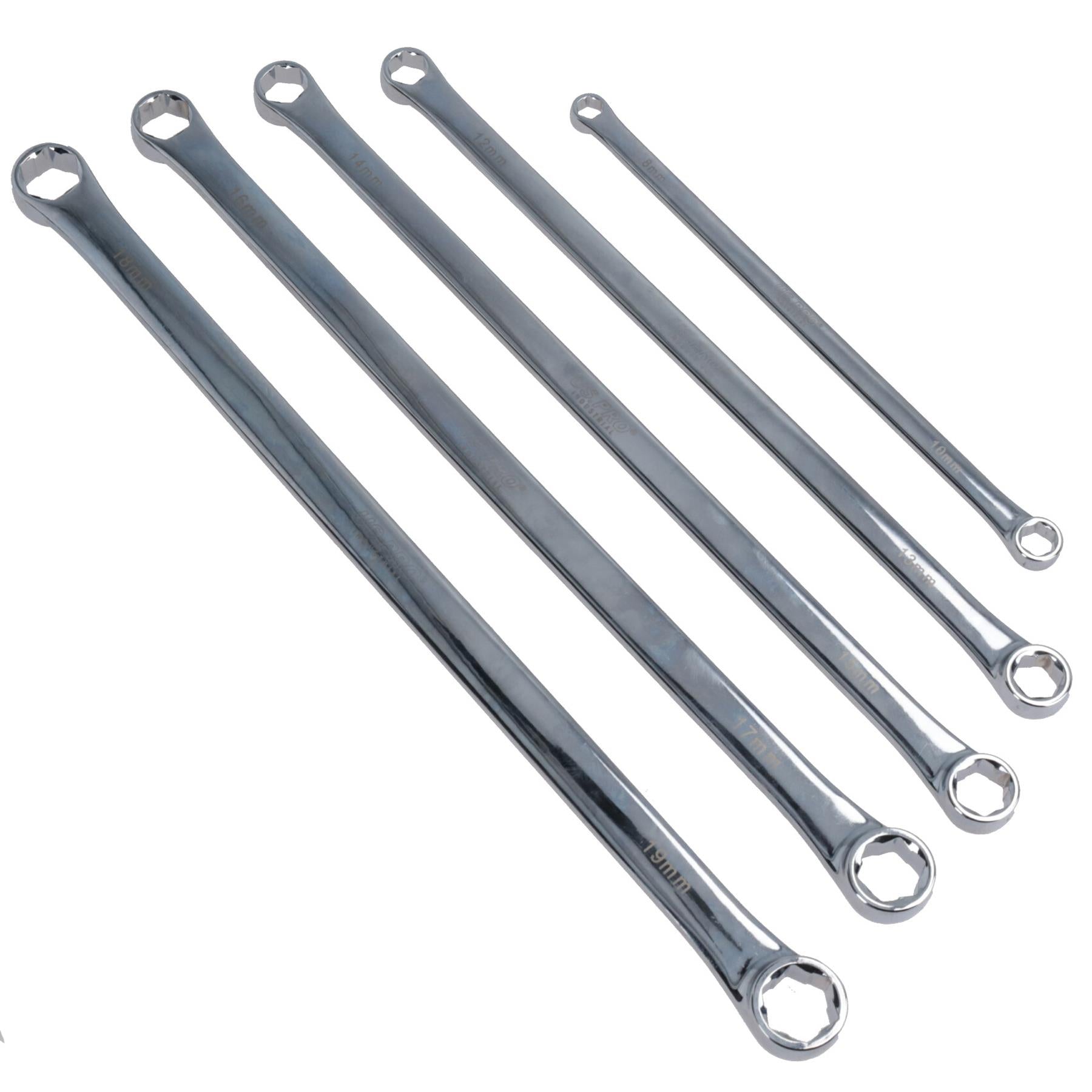 Metrischer, extra langer Luftfahrt-Maulschlüssel mit Doppelende, 8 – 19 mm