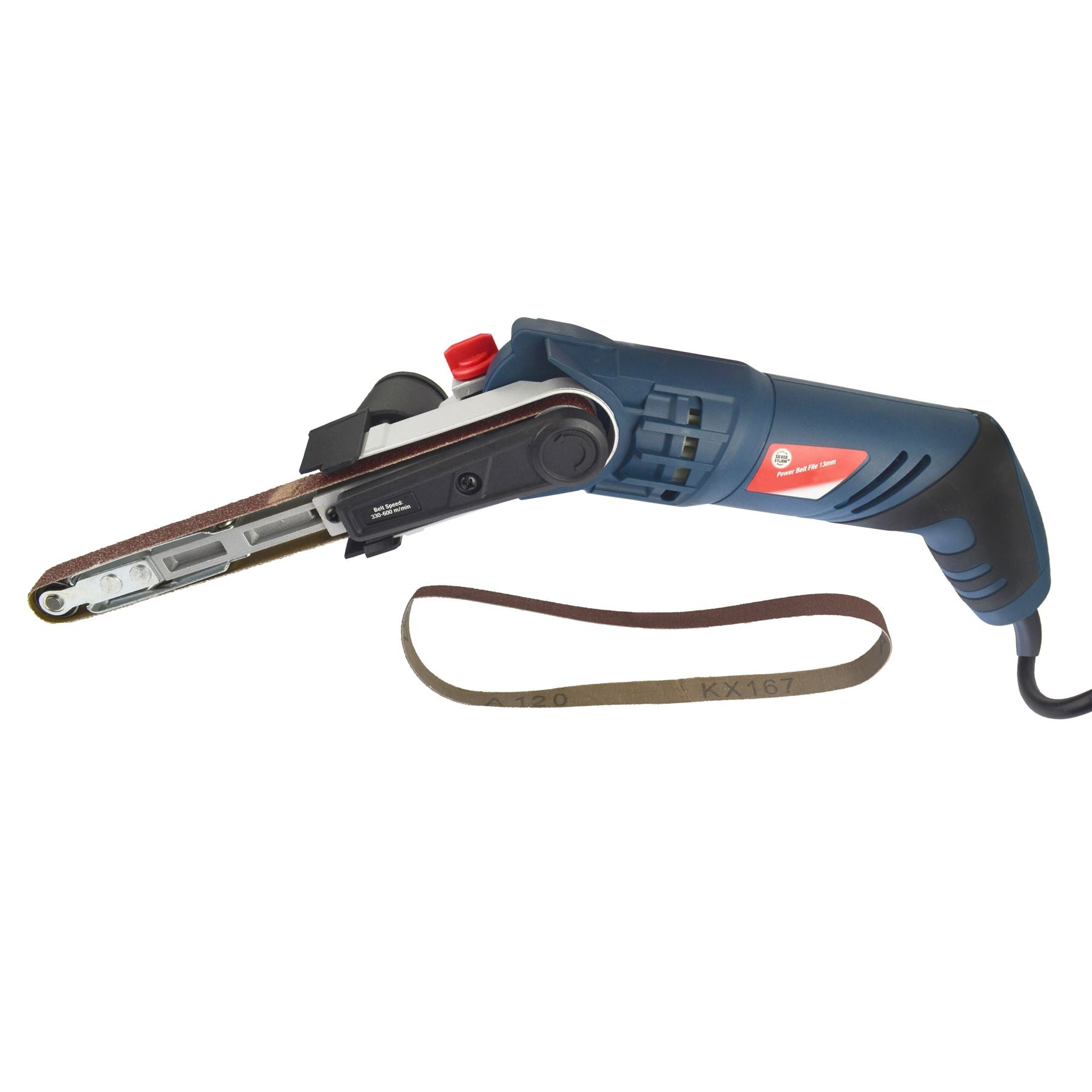 Ponceuse à bande Power File / Outil de ponçage électrique à doigts avec 2 bandes abrasives 13 mm x 457 mm