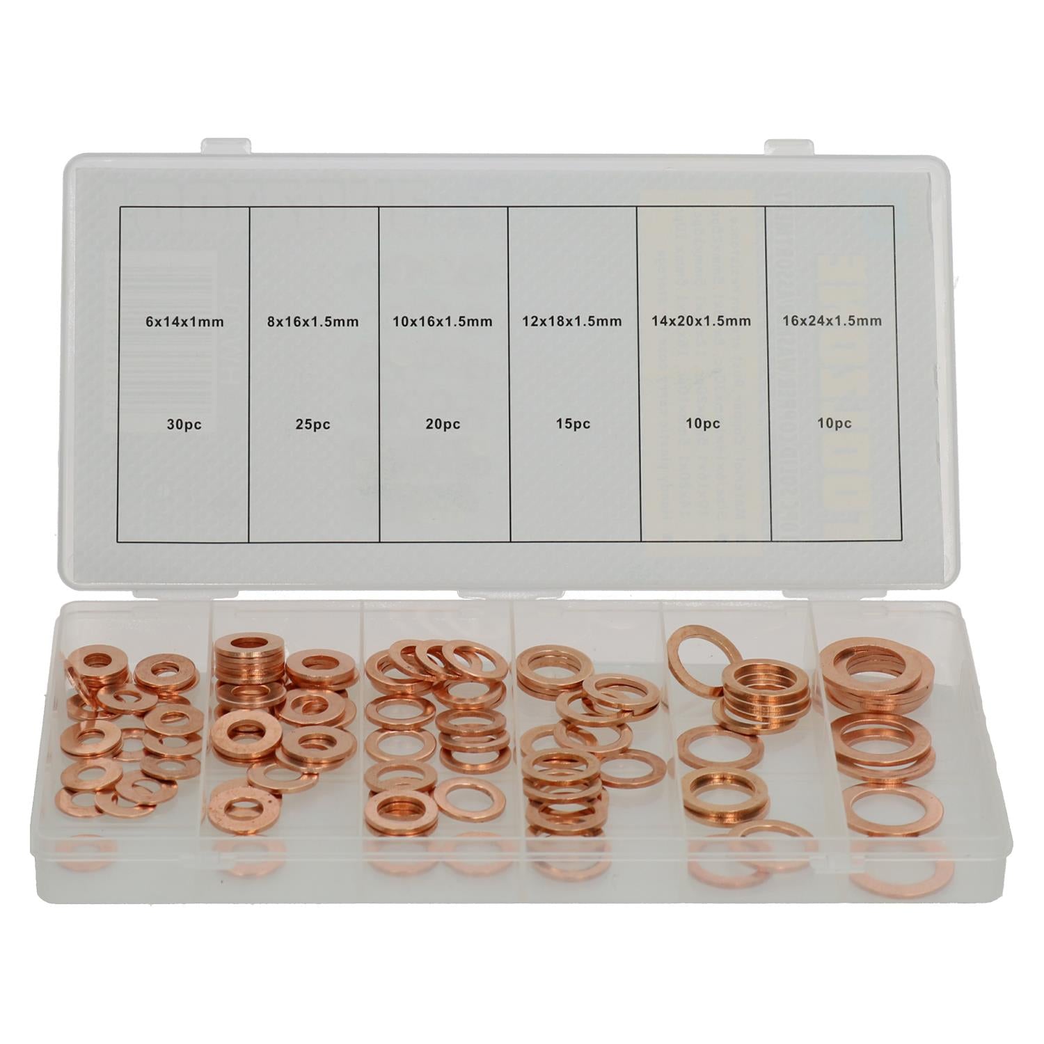 110PC Copper Washer Assortment M6 - 16 Hydraulic Fitting Seal Sump Ring Plug