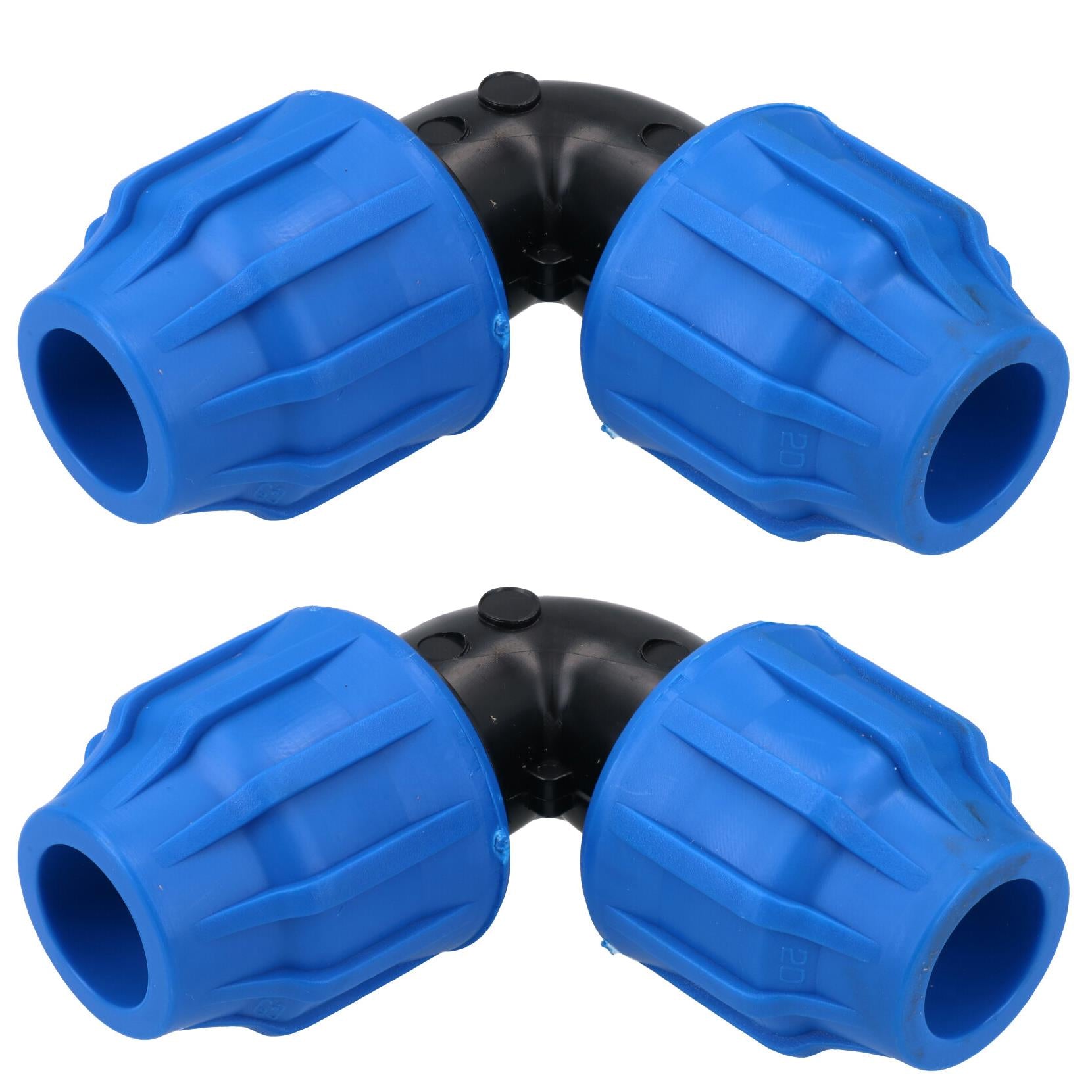 20 x 20 mm MDPE-Winkelstück, 90 Grad, Kompressionskupplung, Anschlussstück