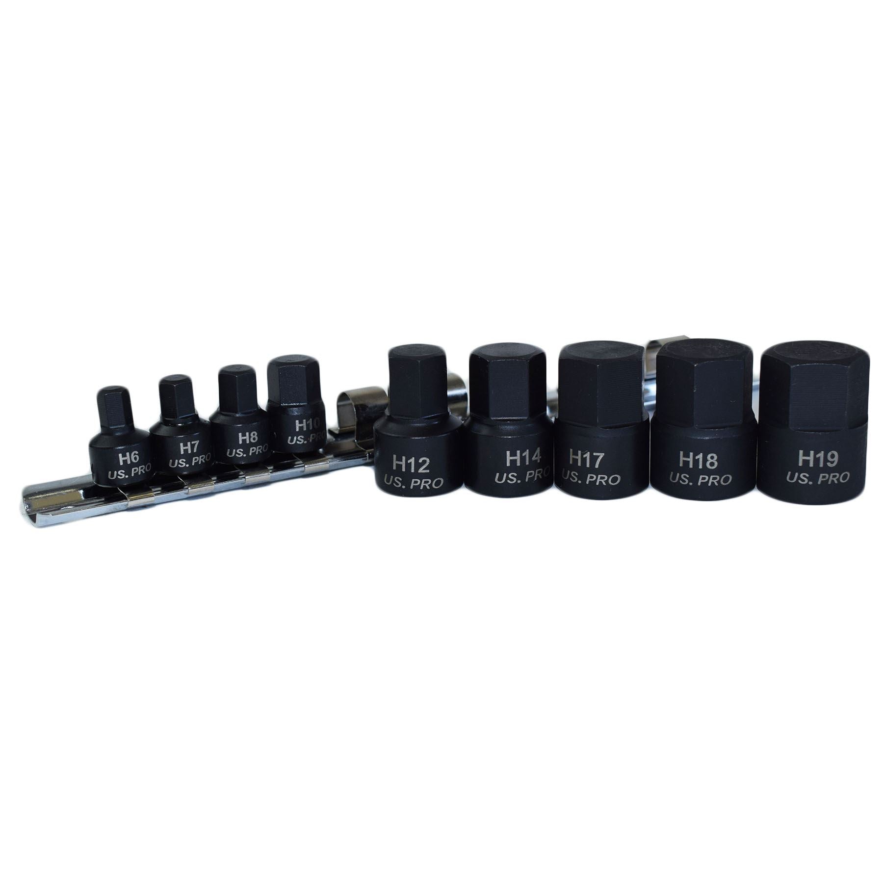 Douilles métriques courtes à six pans creux pour clés Allen à impact 6 mm - 19 mm 9 pièces 1/4" 3/8" Drive