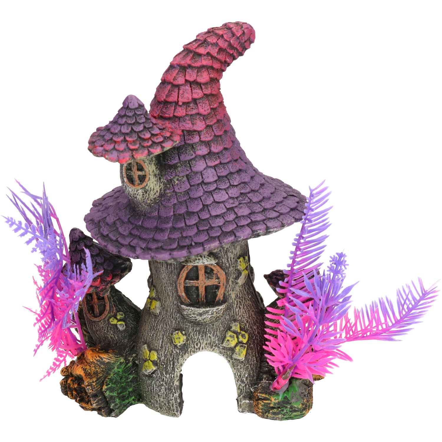 Aquarium aquatique toit violet Pixie House Fish Tank Ornement 15x11x20cm