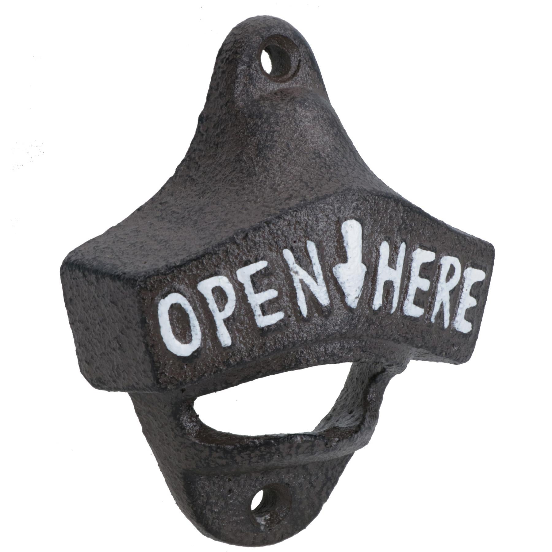 Open Here Bottle Opener Beer Cast Iron Sign Gift Garage Shed Bar Man Cave