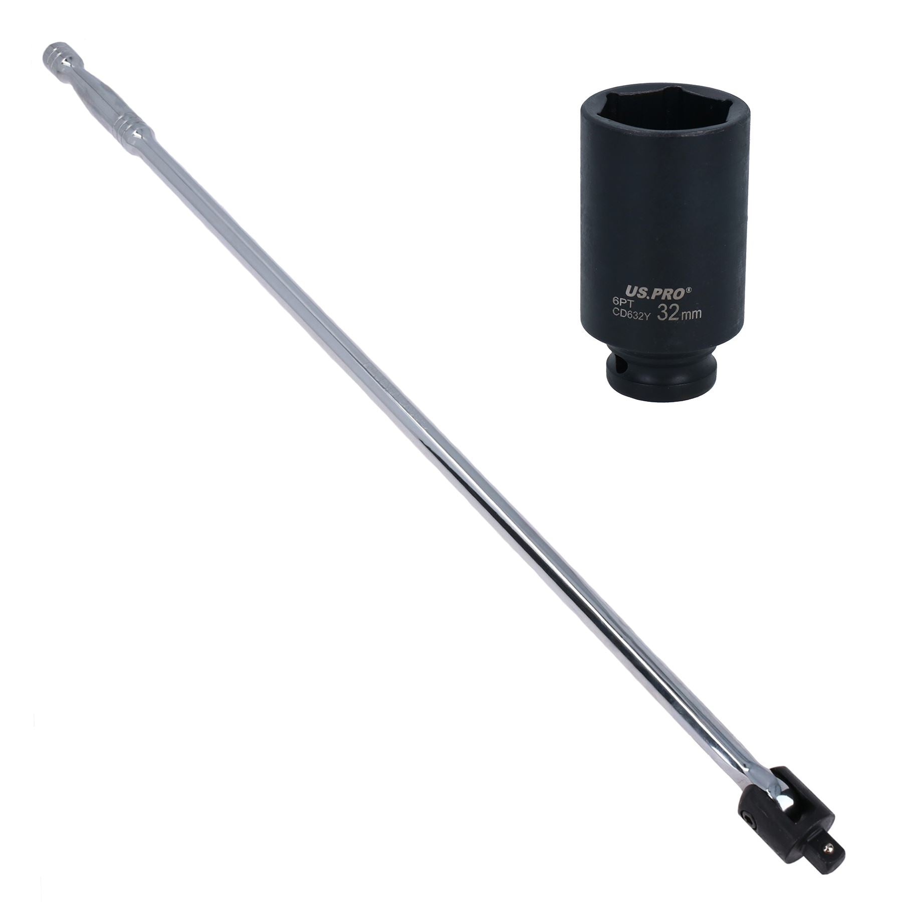 1/2" Drive Breaker Power Bar 30” Long + 32mm Deep Impact Wheel Nut Socket