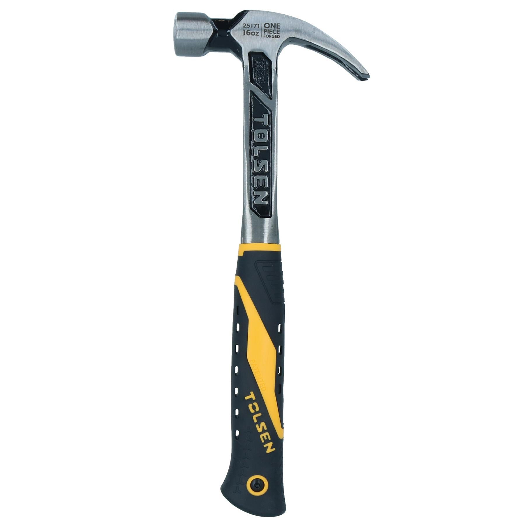 16oz One Piece Forged Claw Hammer with Fibreglass Handle Nail Screw Remover