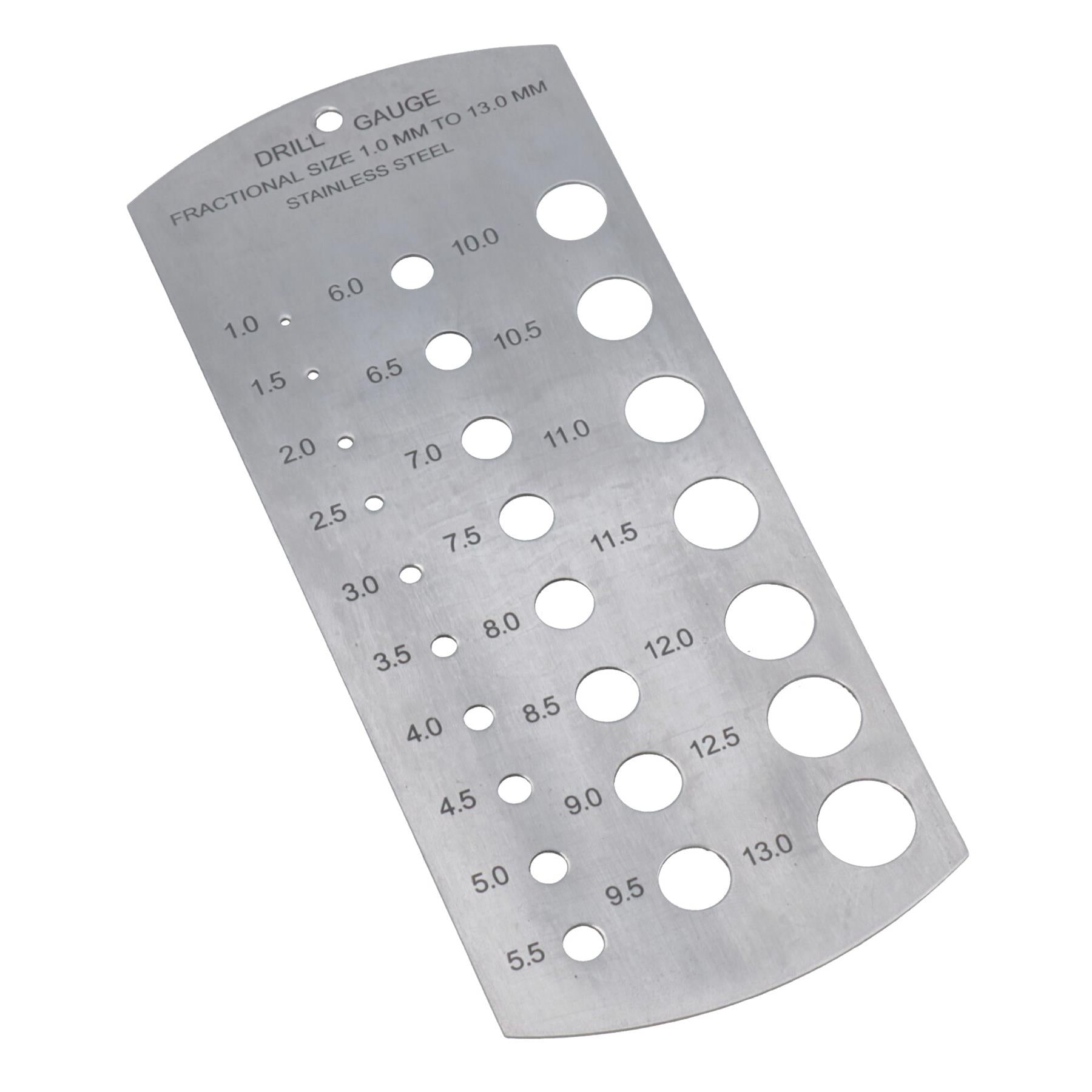 Calibre de foret fractionnaire métrique 1 à 13 mm Guide de mesure des trous en acier inoxydable
