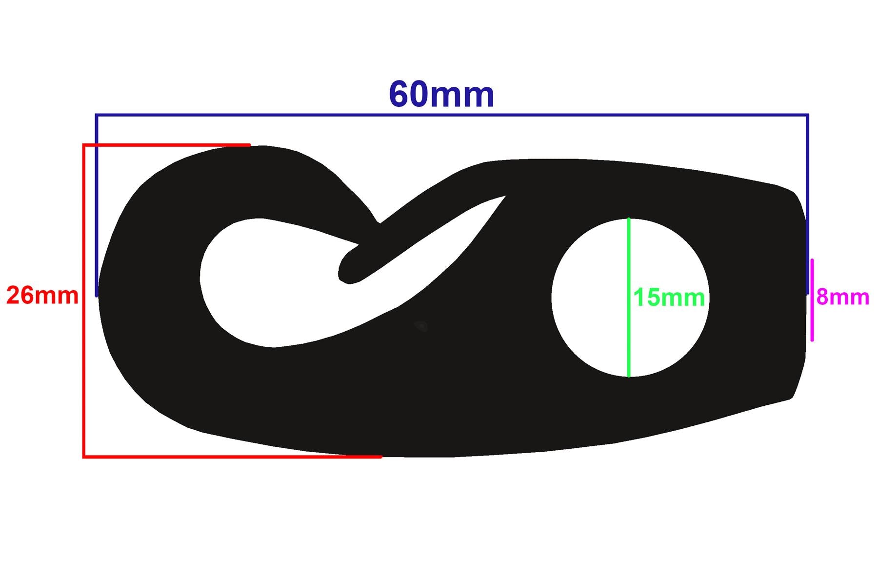 Crochet de 8 mm pour corde élastique élastique en nylon noir antirouille