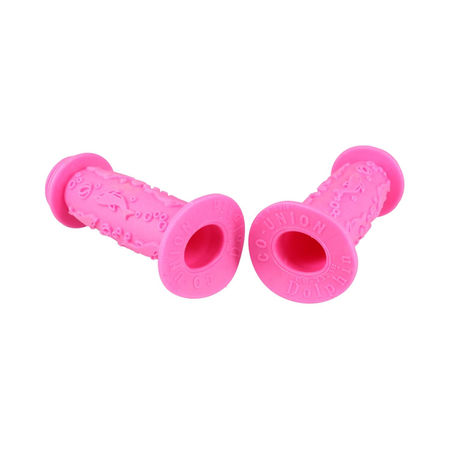 Poignées de guidon de vélo en caoutchouc rose pour enfants juniors, antidérapantes, motif dauphin