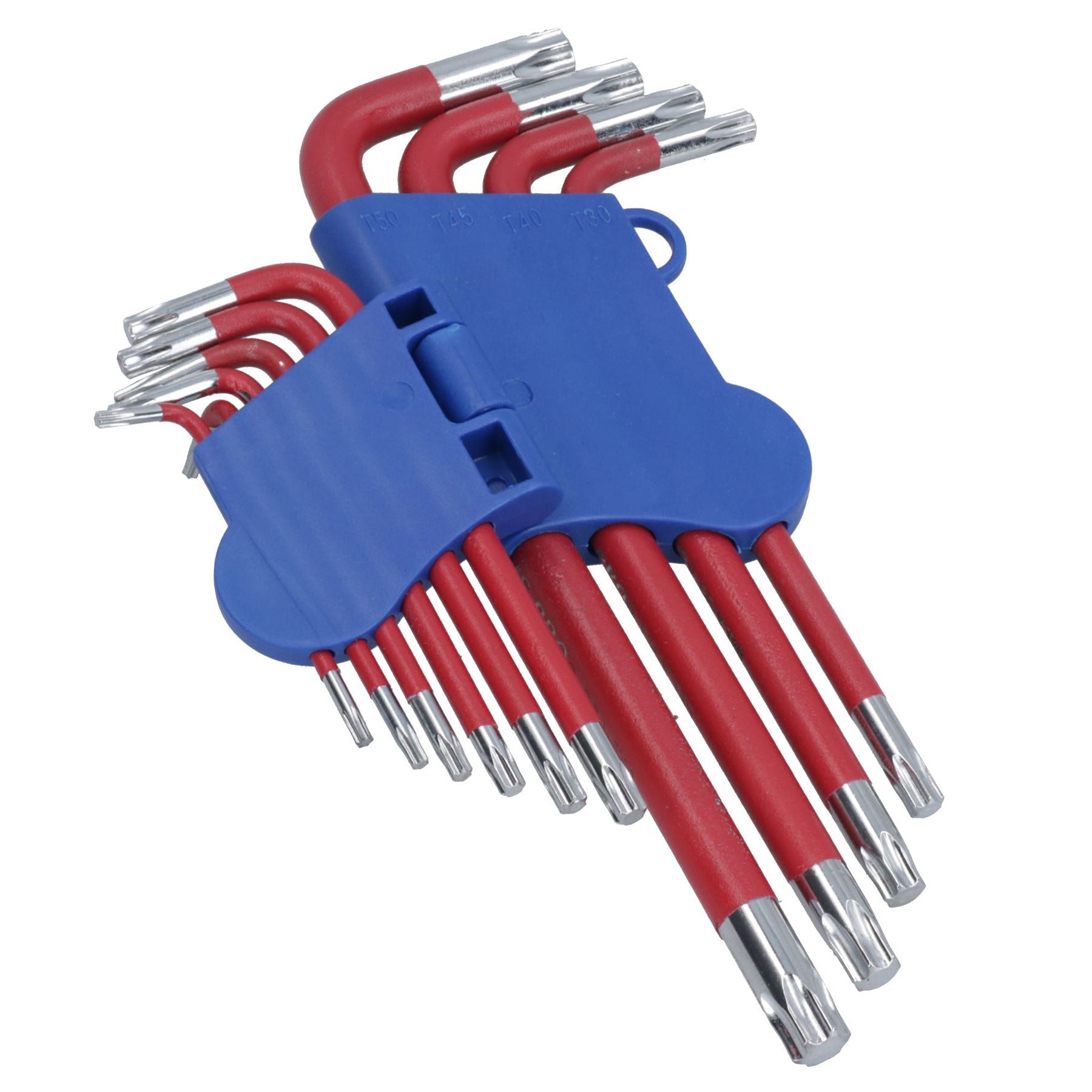 10 Stück farbige lange Torx-Sternschlüssel mit Halter T9 – T50 Anti-Rutsch-Griffbelag