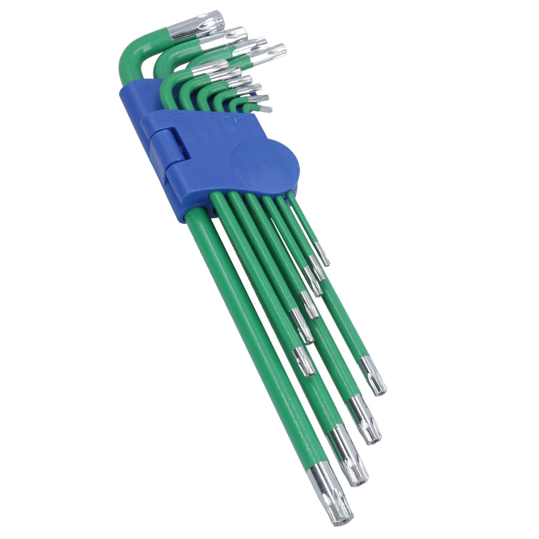 10 Stück extralange manipulationssichere Torx-Sternschlüssel + Halter T9 – T50 mit Anti-Rutsch-Griff