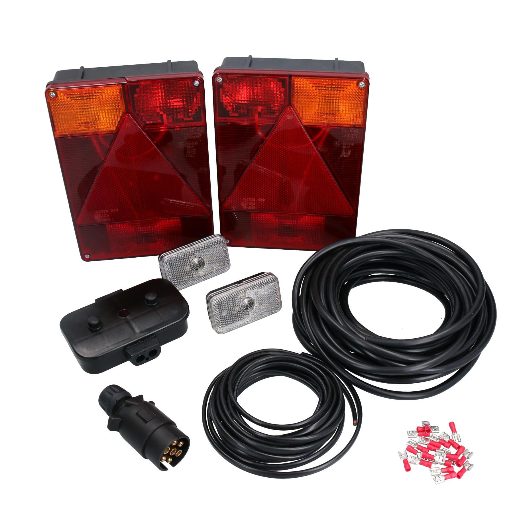 10m Trailer Light Wiring Kit Rear Vertical Lights, Front Markers