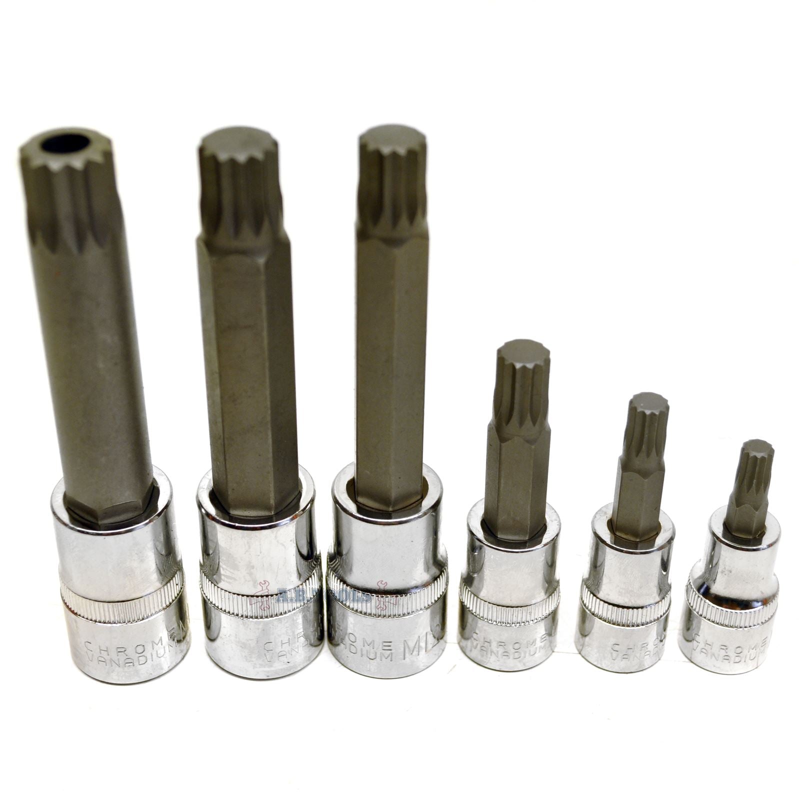Douilles à chocs à triple carré cannelé 3/8" et 1/2" M6 - M6H 6 pièces