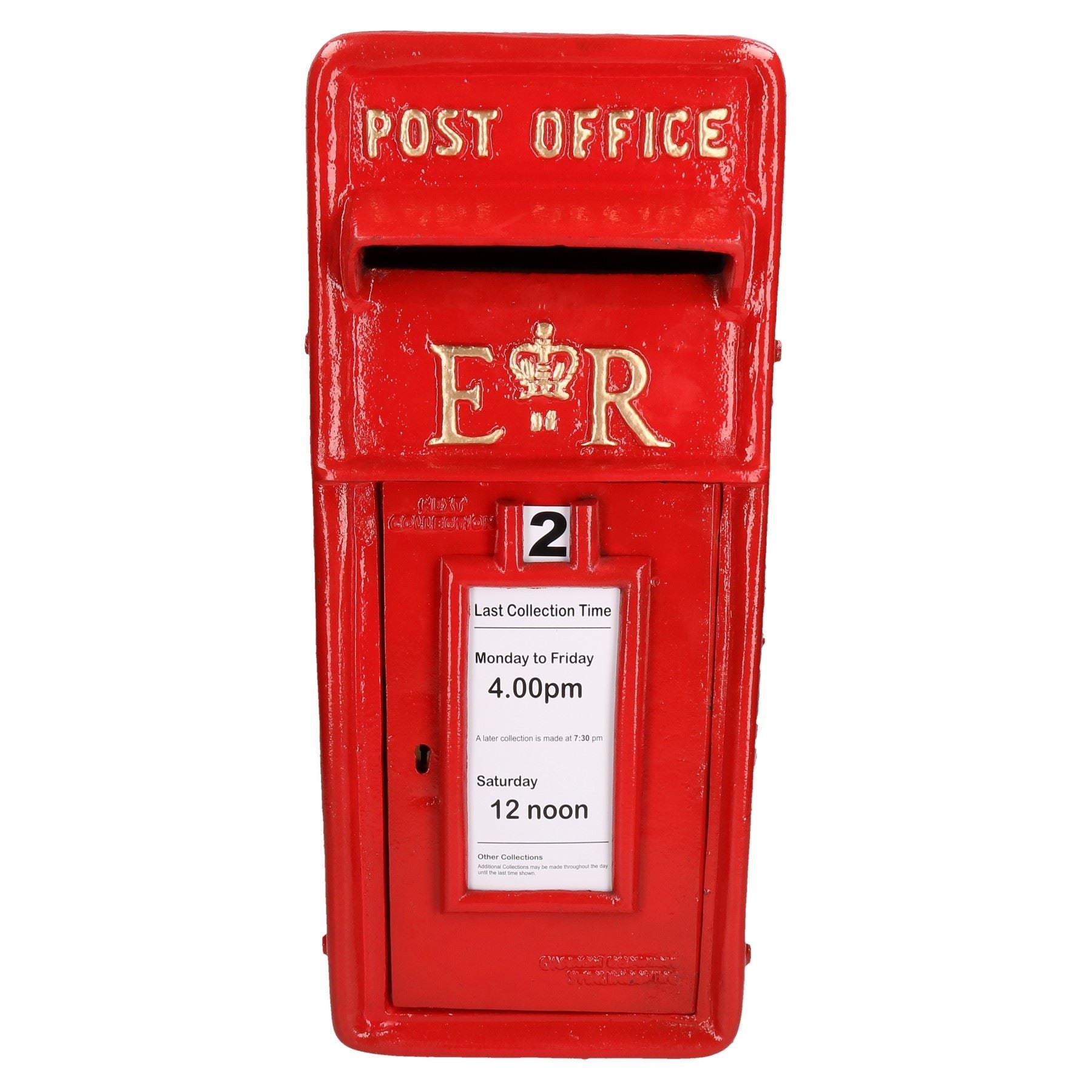 Boîte aux lettres Royal Mail Post Mail Réplique en fonte Rouge Bureau de poste verrouillable GB