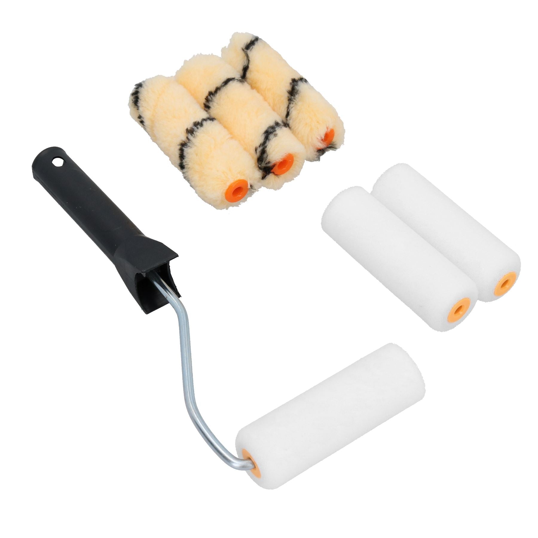 Kit de mini-rouleaux de 4 pouces pour peintures à émulsion brillantes, 6 manchons, peinture, décoration