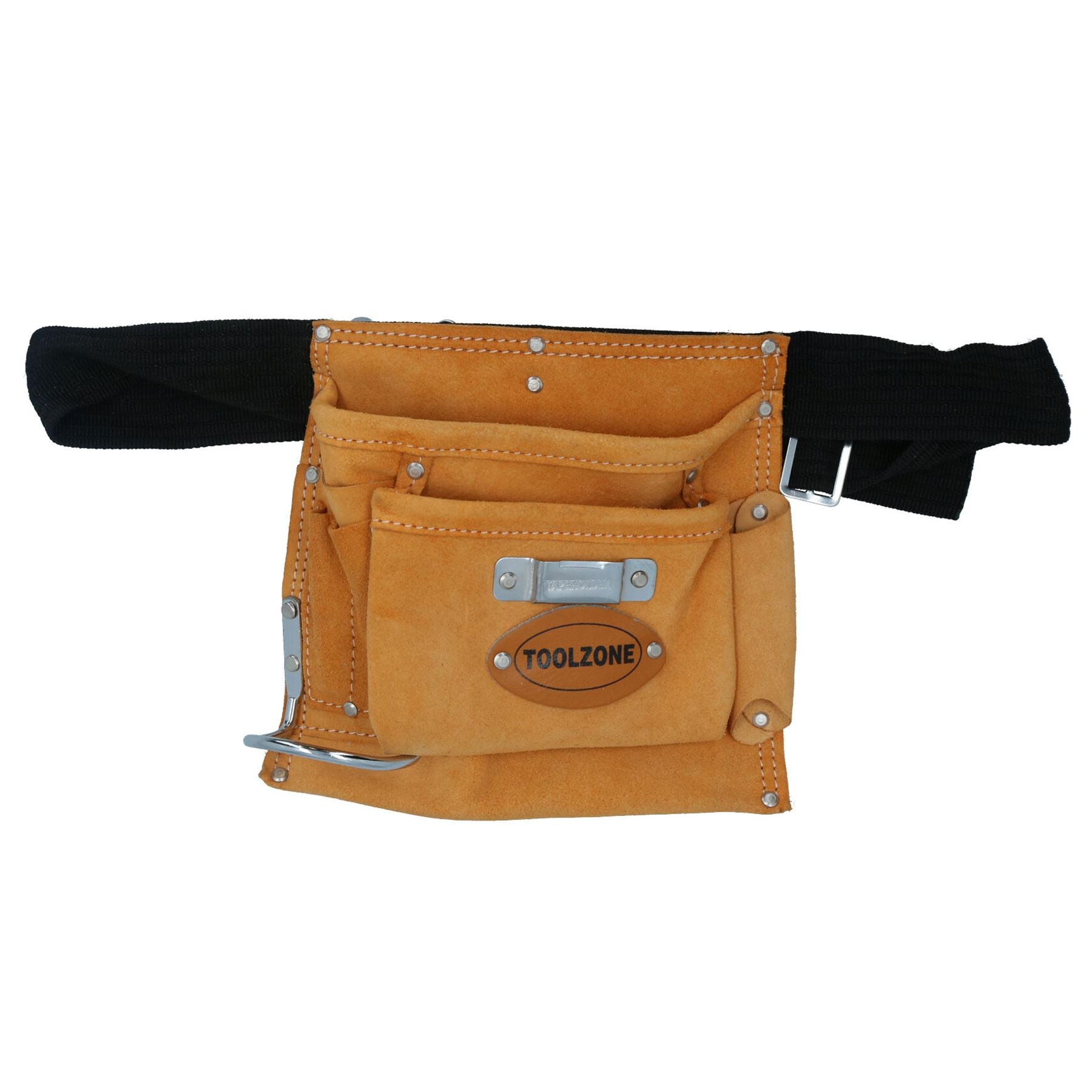 Leder-Gürtelrolle, Beutelhalter mit verstellbarem Web-Gürtelschnallen-Clip, 5 Taschen
