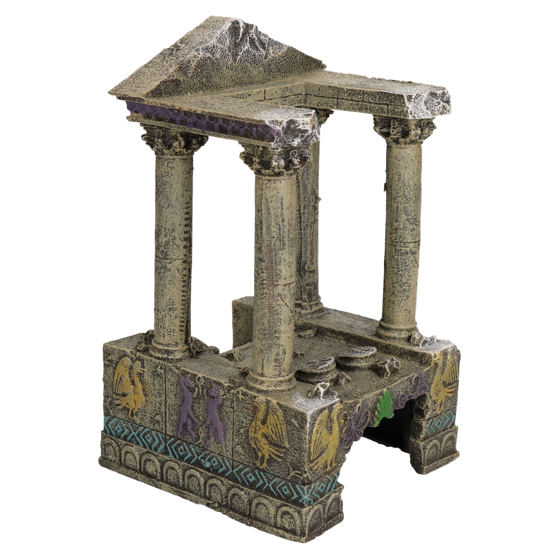 Décoration d'aquarium aquatique - Ornement de ruines et marches de temple - 11 x 13 x 20 cm