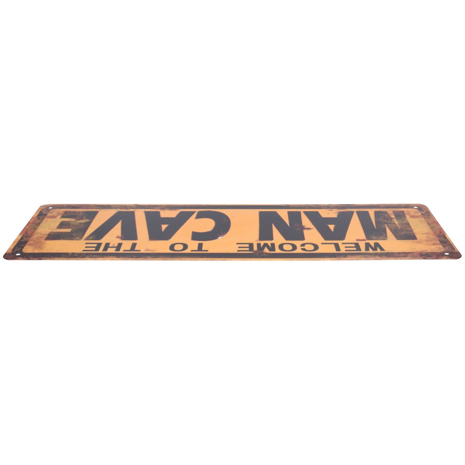 Panneau métallique rétro à suspendre « Welcome To Man Cave » avec trous pré-perforés 13 x 36 cm