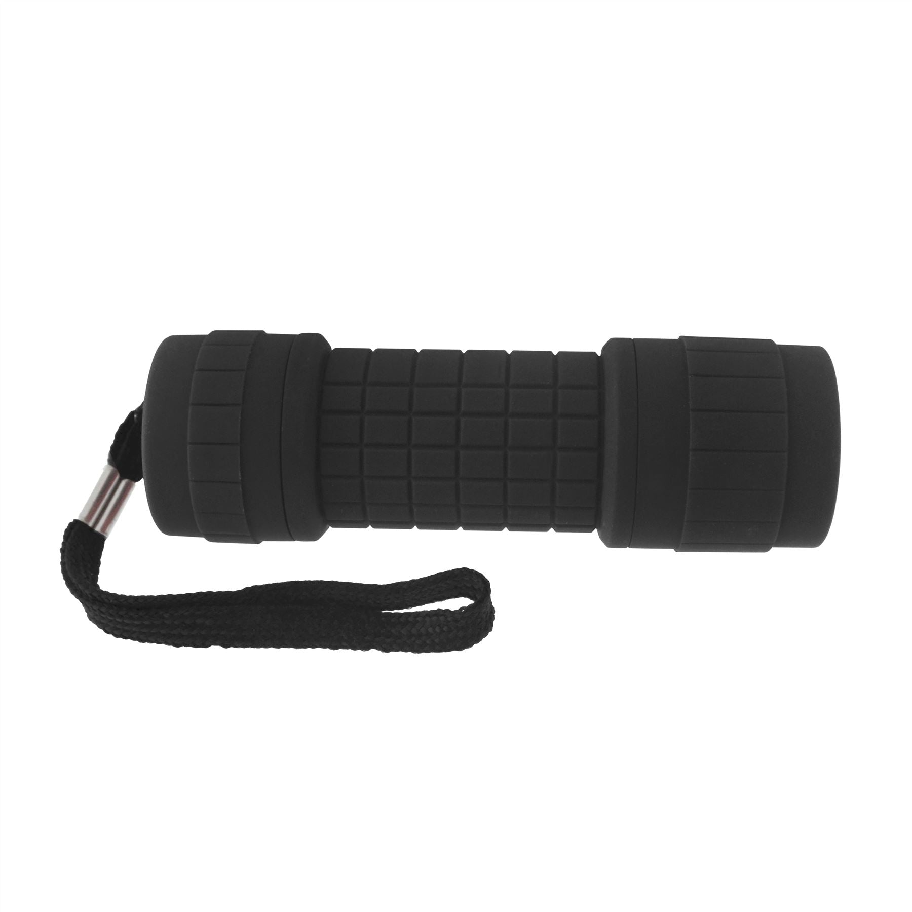 9 LED Schwarz Taschenlampe Licht Mini Taschenlampe Camping Wandern Gummi Fall GAR67