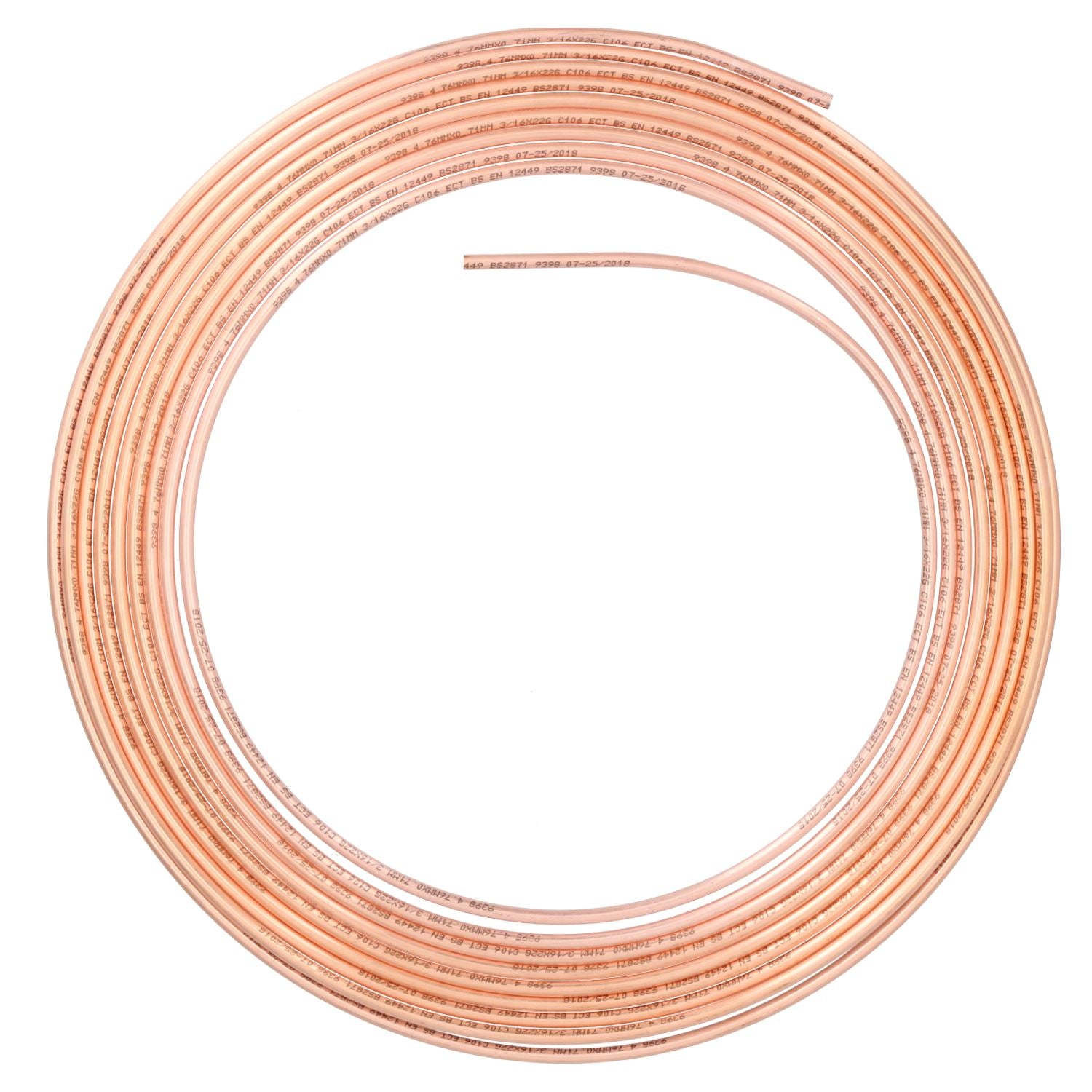 Brake Pipe Tube Copper for Brake & Hydraulic Clutch Line 7.62m Coil 22 Gauge