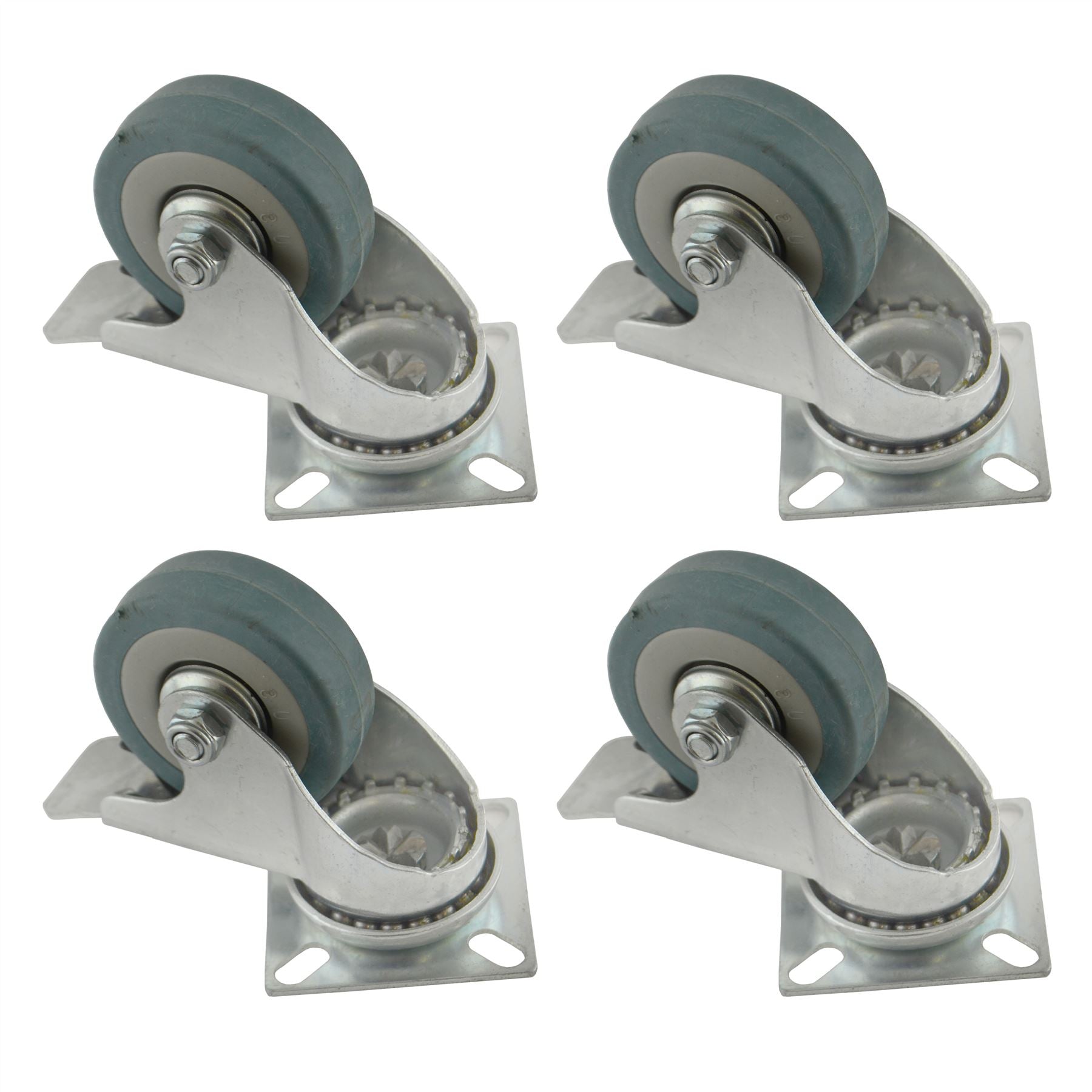 Roulettes pivotantes à frein de 2" (50 mm) Lot de 4 roulettes en caoutchouc pour chariot de 50 kg