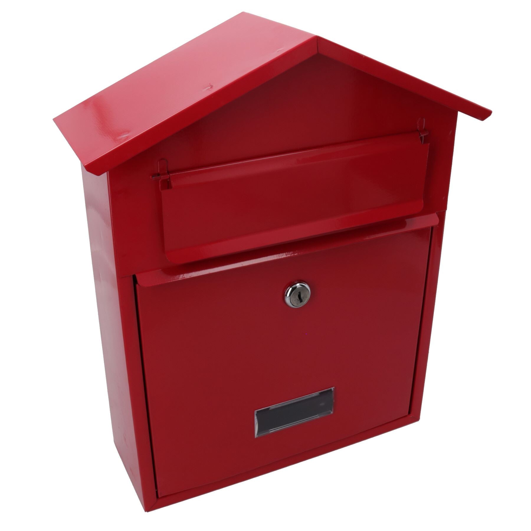 Briefkasten Metall rot Wandtür Tor Zaun Gartenhaus abschließbar