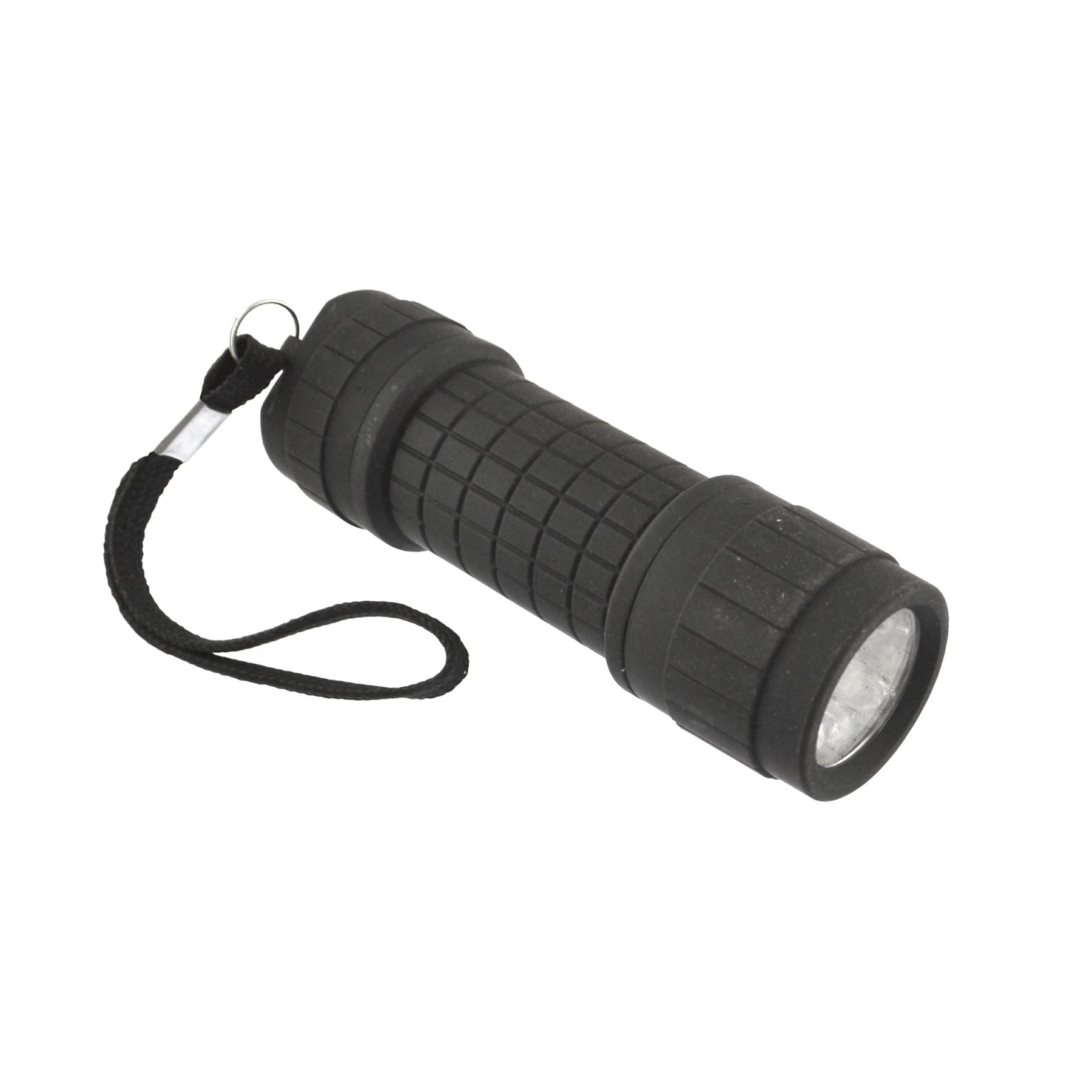 9 LED Schwarz Taschenlampe Licht Mini Taschenlampe Camping Wandern Gummi Fall GAR67