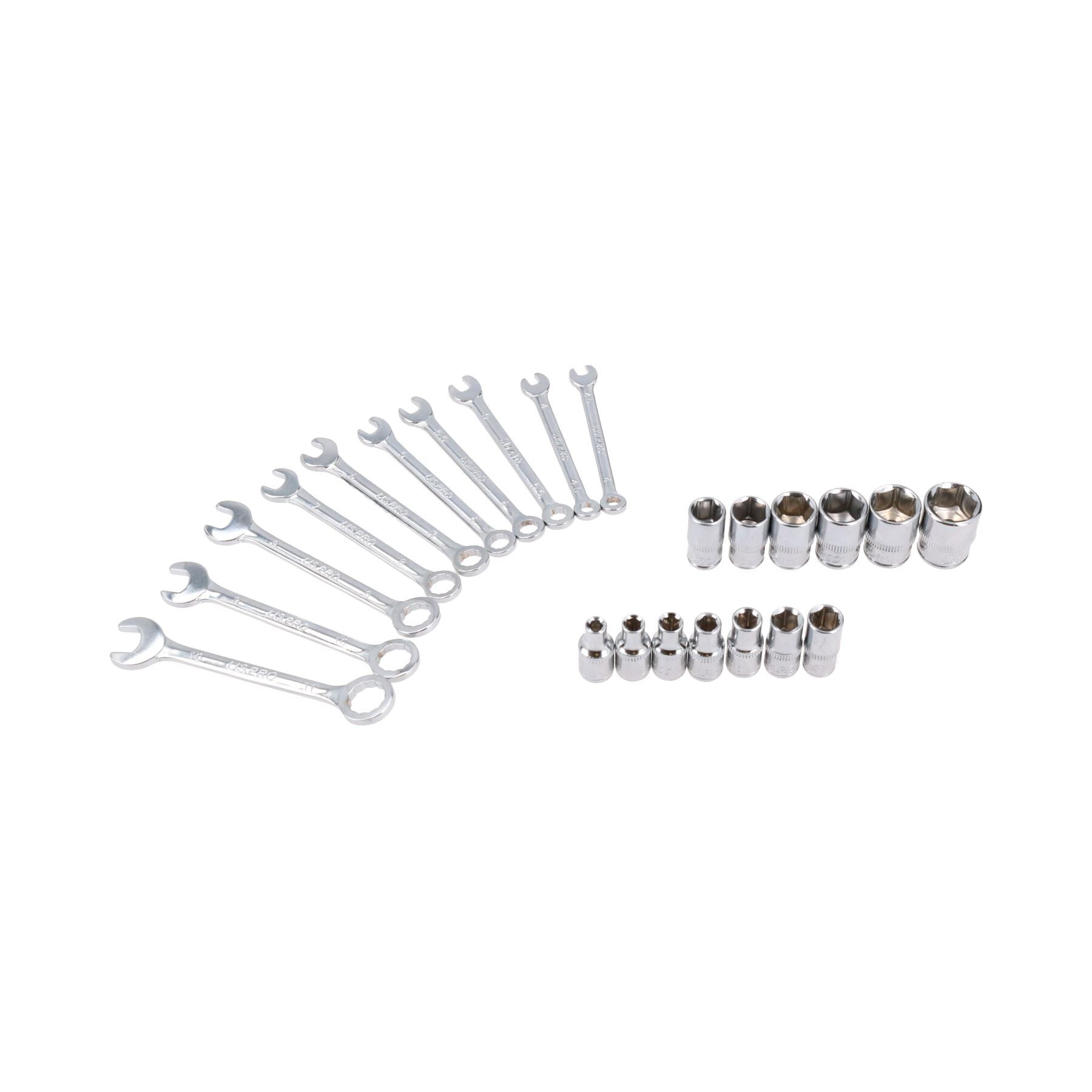 Douilles peu profondes métriques 1/4 po 4 – 14 mm + 10 mini clés 4 – 11 mm