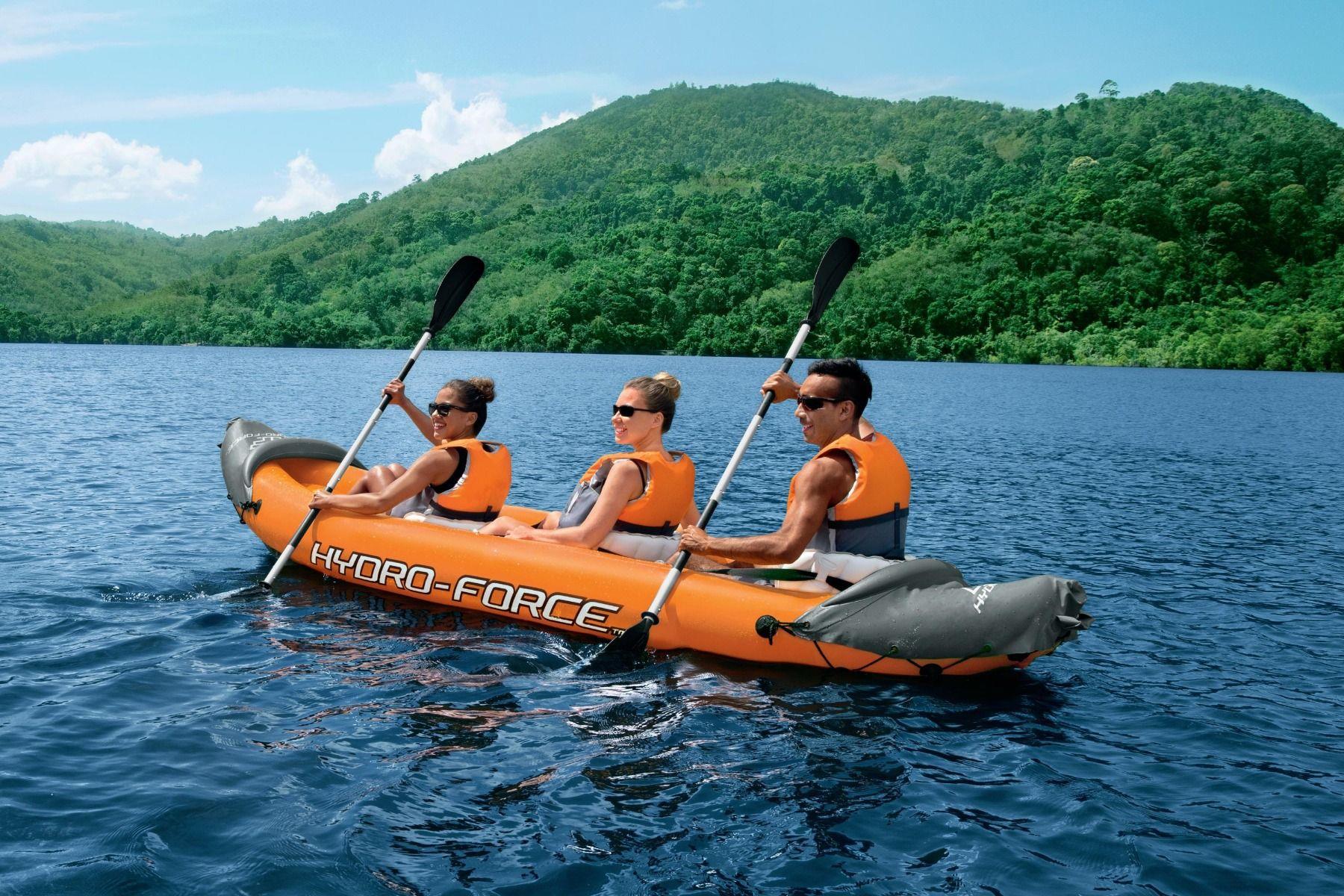 Kayak gonflable LITE RAPID X3 3 personnes avec pompe, pagaies, canoë, bateau triple