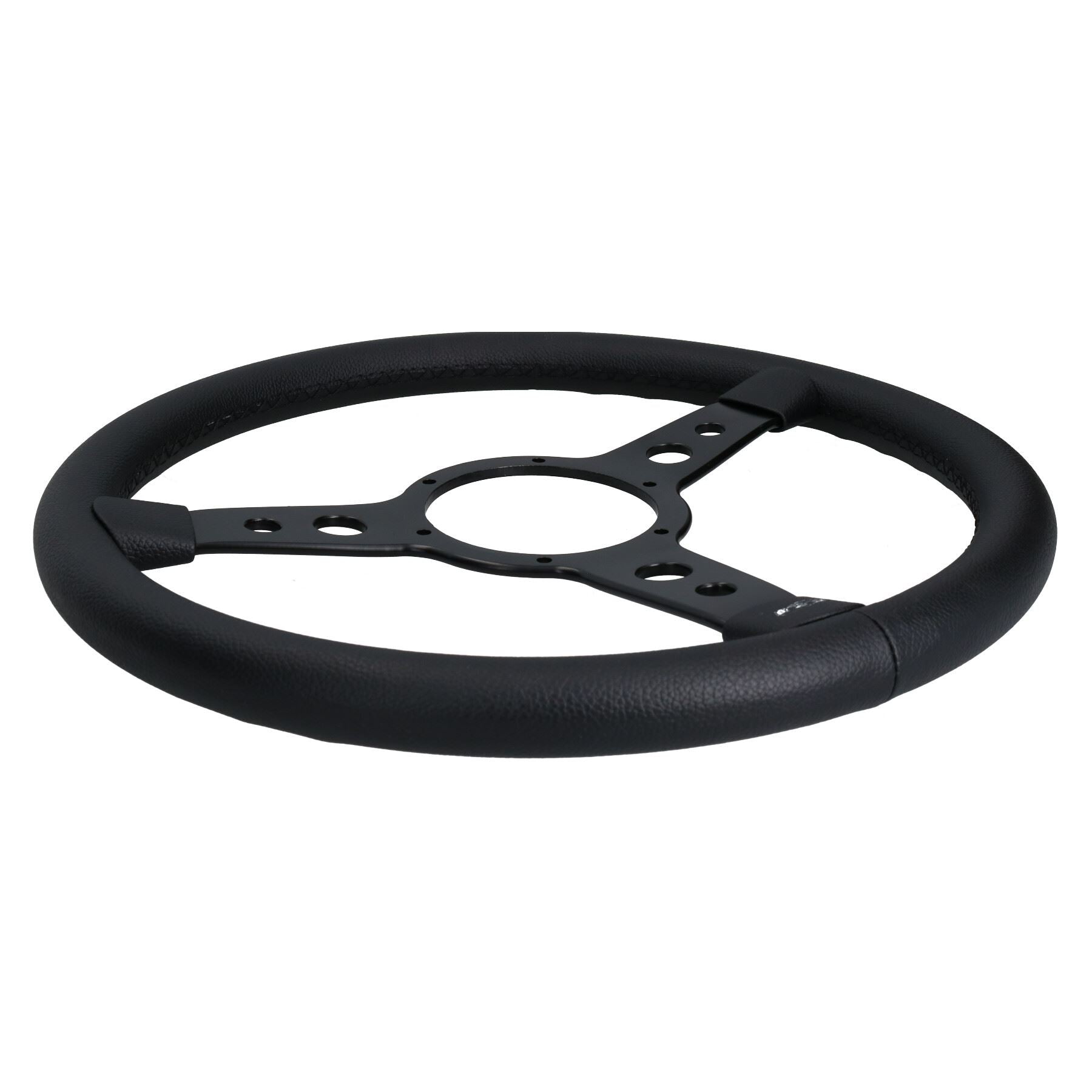 Volant de voiture classique traditionnel de 15 pouces en vinyle noir à 3 branches et 6 trous