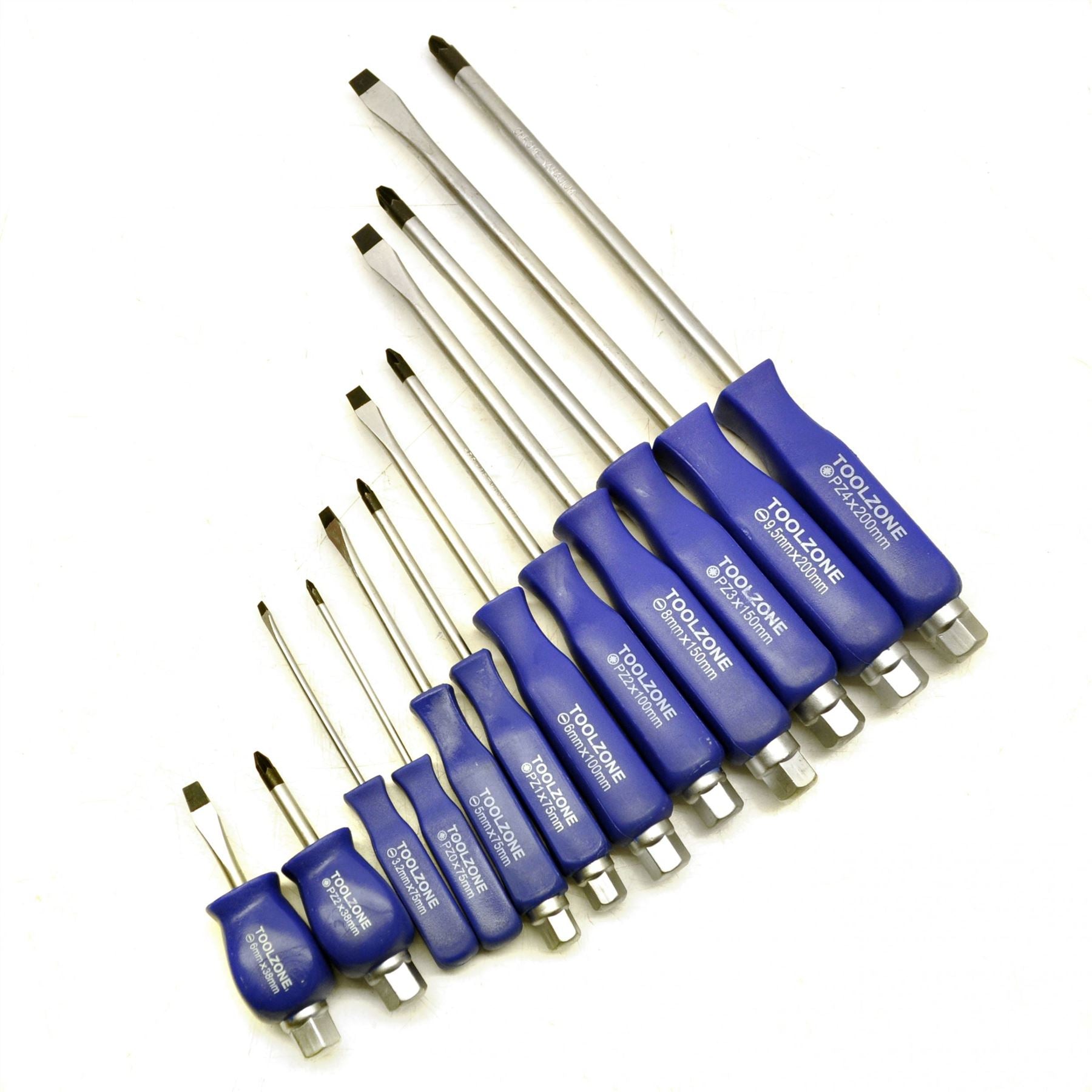 Robuster Schraubendrehersatz für Techniker, 12-teilig, Pozidriv-Flachkopf, TE010