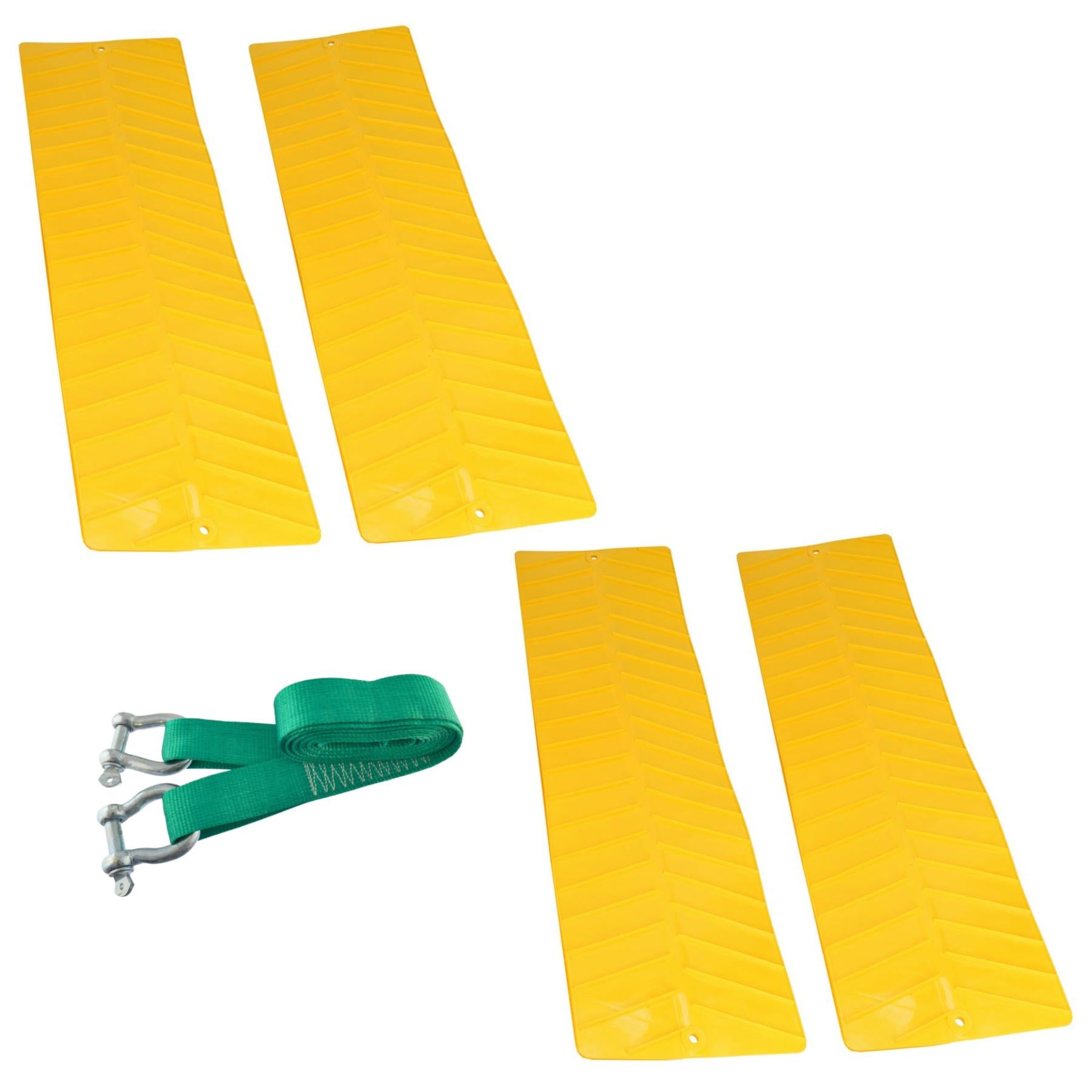 4 x Reifen Rad Grip Traktion Matten & 8T Abschleppseil Recovery Gurt Schnee Schlamm Sand