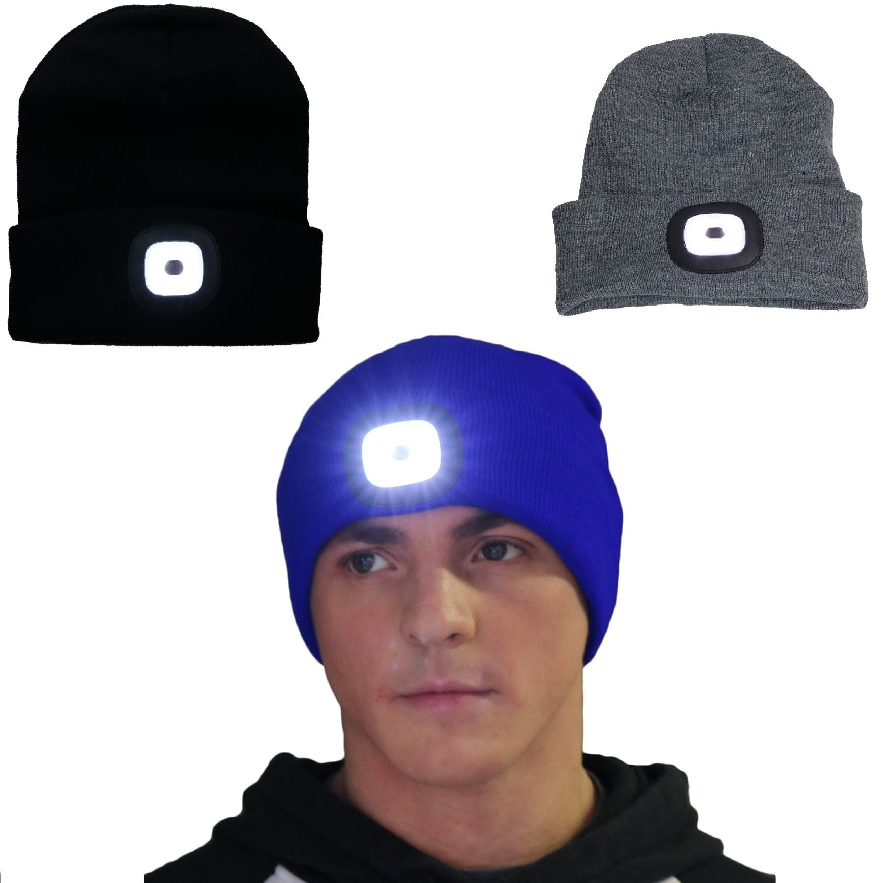 4 SMD LED Beanie Hat Light USB Rechargeable Head Light Torch Lamp Unisex