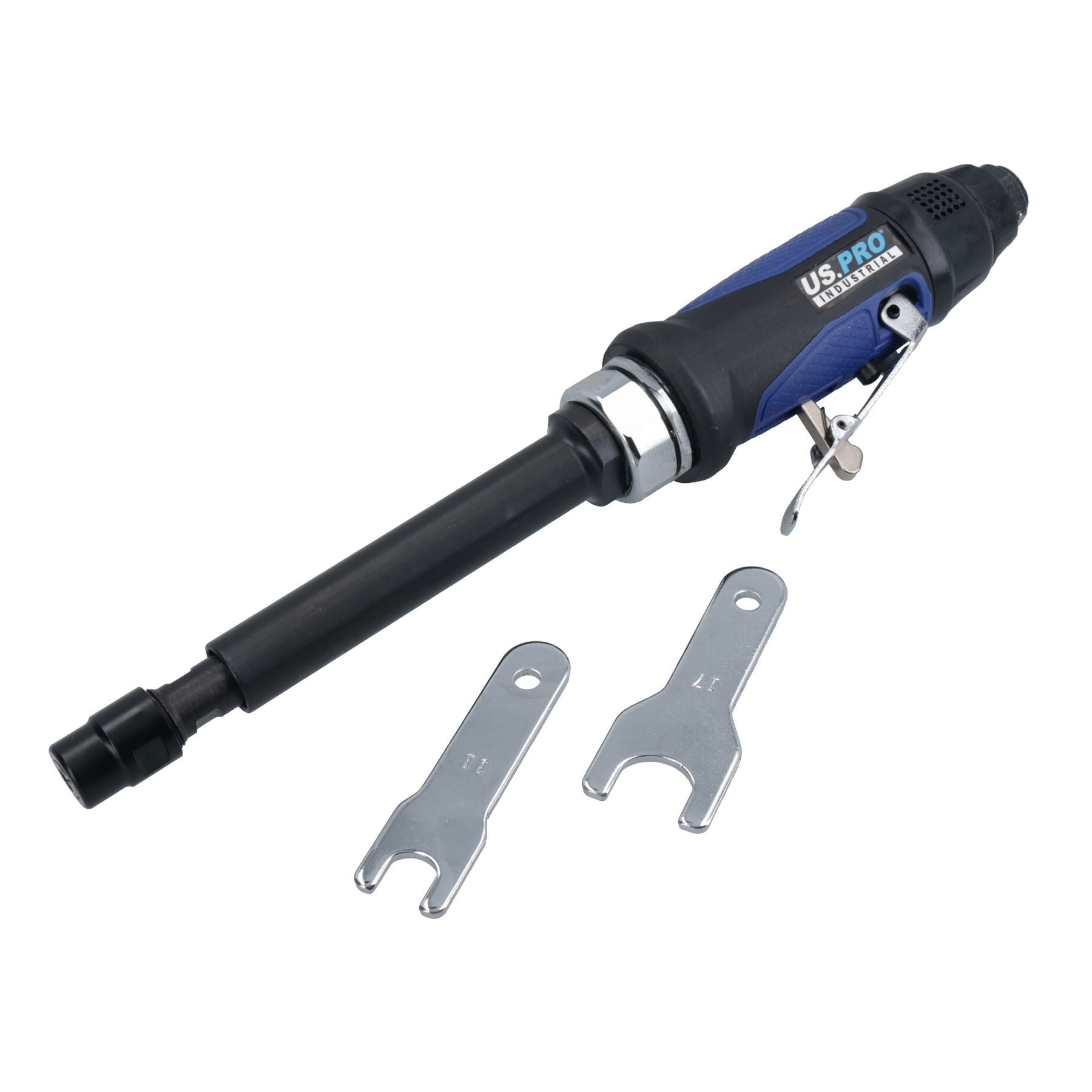 Meuleuse pneumatique allongée, pince de serrage 1/4 po, 25 000 tr/min, arbre de 5 po + 7 longues fraises rotatives