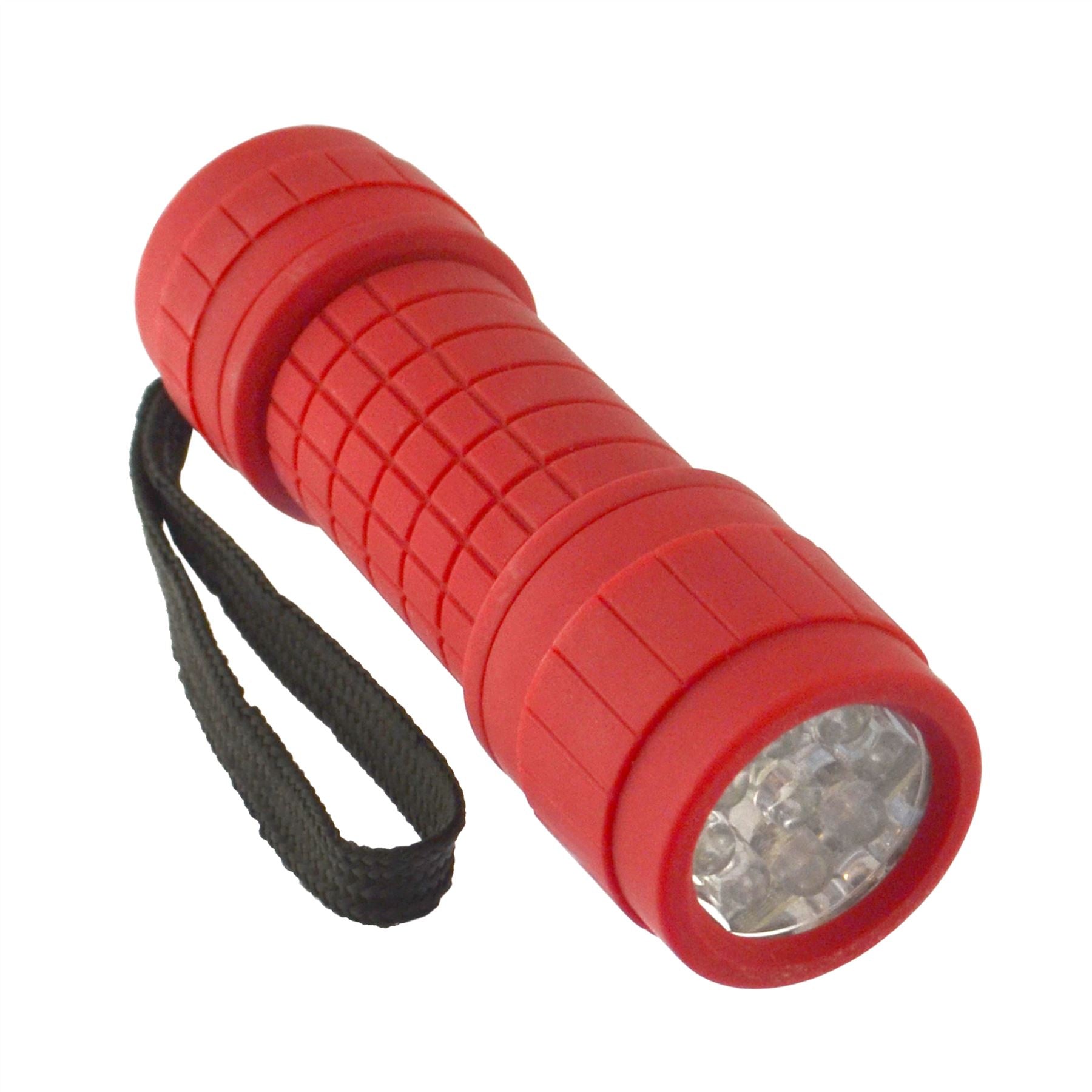 9 LED Red Torch Light Mini Flashlight Camping Hiking Rubber Case GAR69