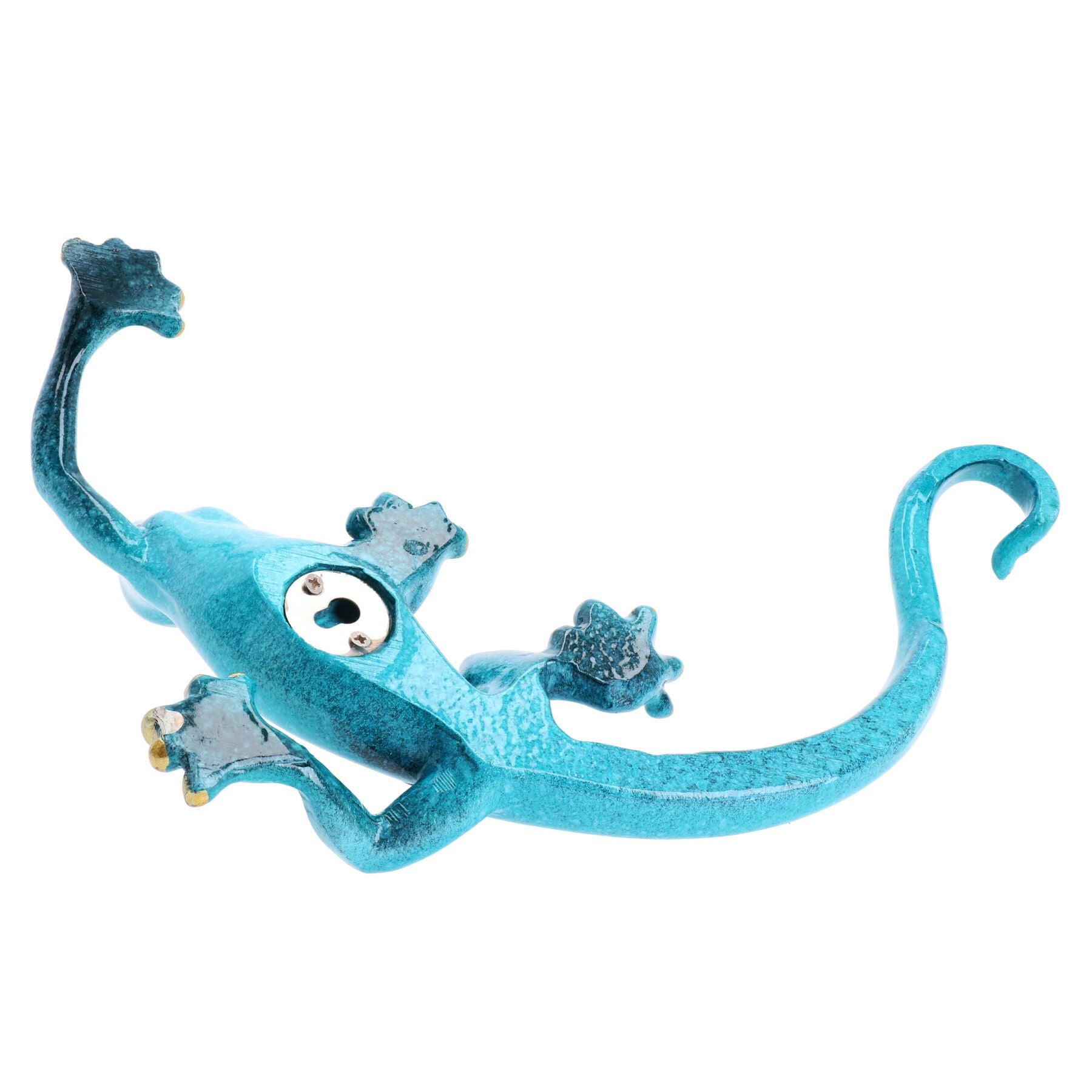 Statue décorative murale en résine représentant un lézard gecko moucheté bleu de taille moyenne