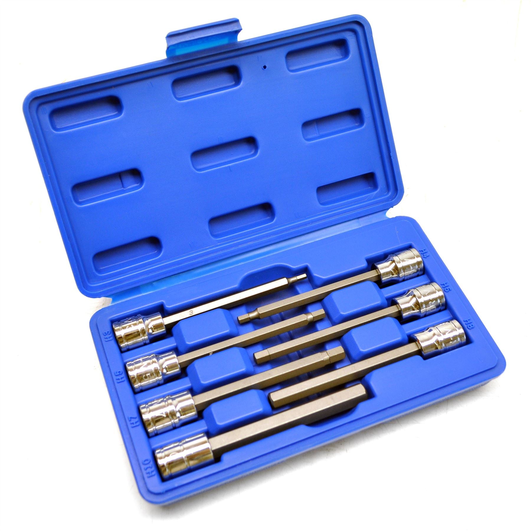 Jeu d'embouts à douilles hexagonales et Allen longues et courtes 3/8" dr H2 - H10 mm
