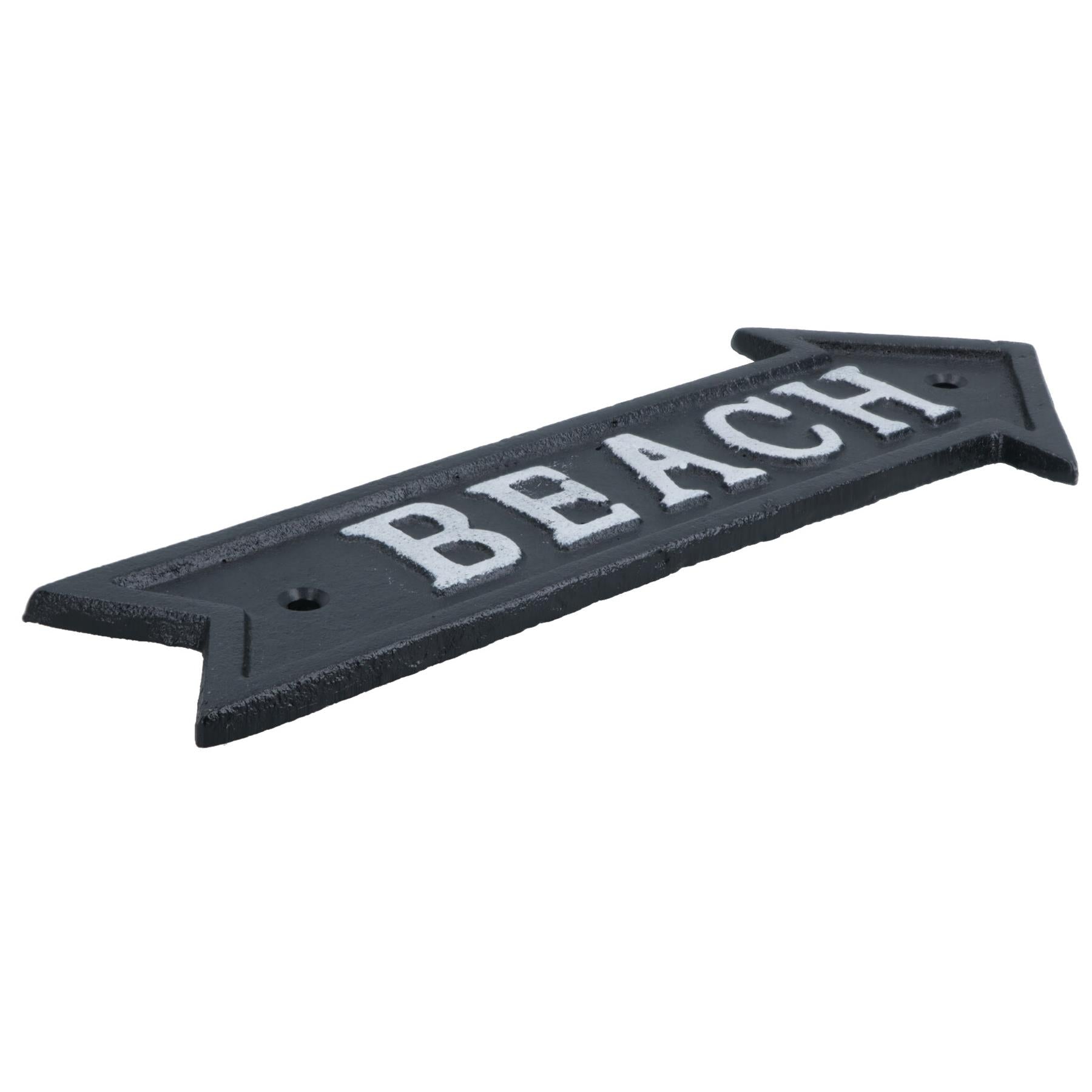 Beach Arrow Sign Cast Iron Sign Plaque Wall Door Fence Gate Post House Garden