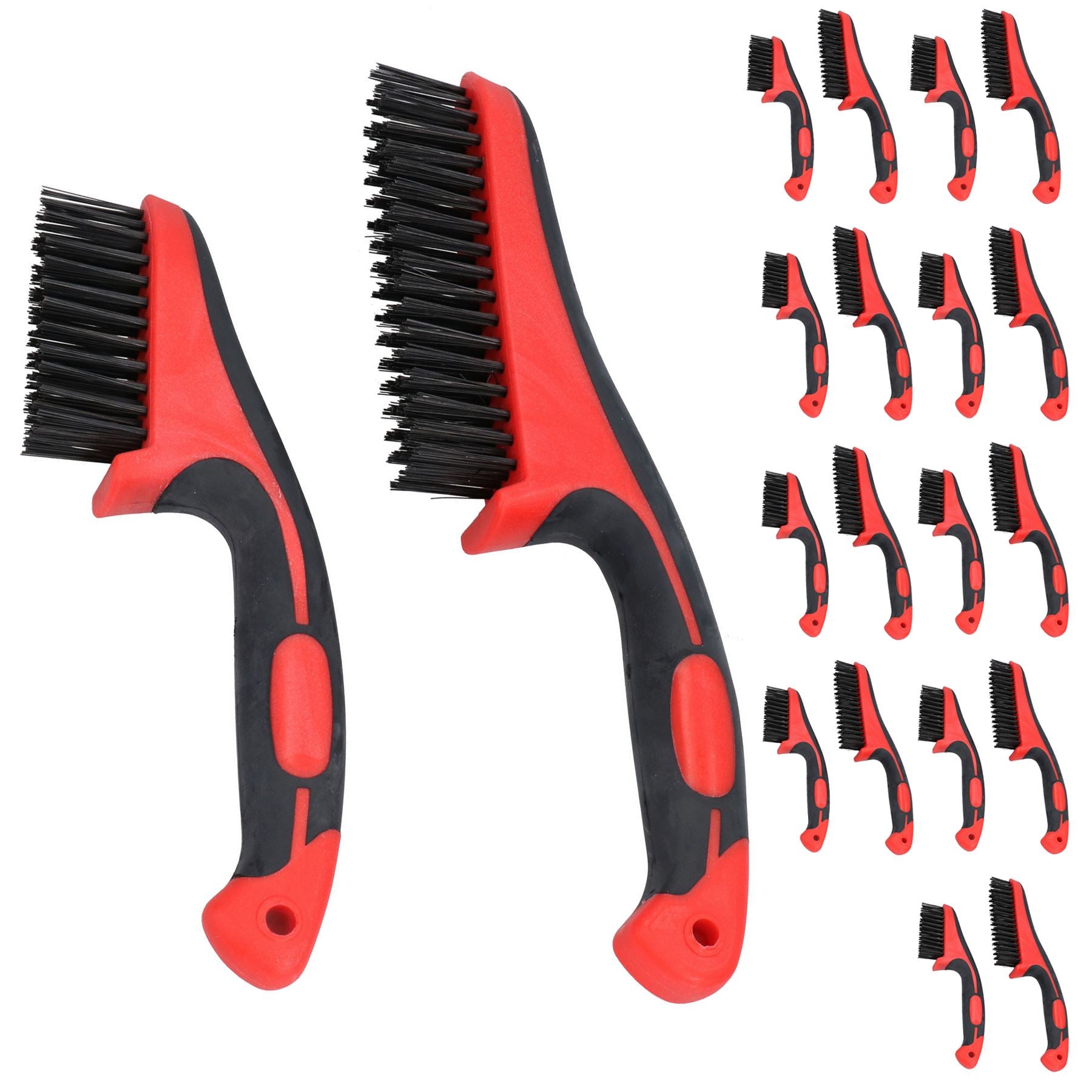 Brosse métallique portative pour éliminer la rouille, nettoyage, poignée en caoutchouc souple, 11" + 8,5"