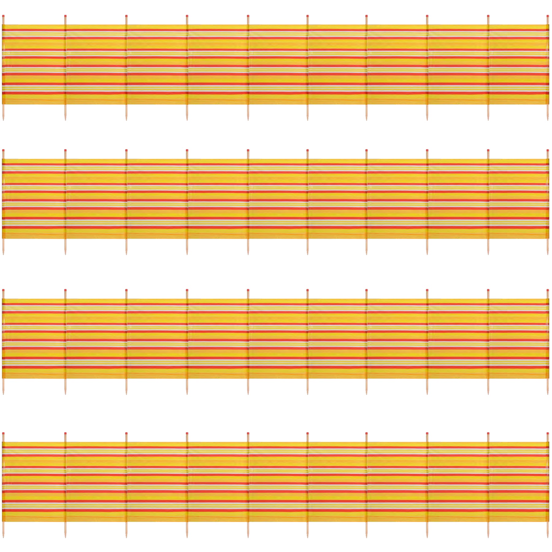 Abri de plage coupe-vent à 10 poteaux 1,5 m sur 6,1 m avec écran d'intimité et bande jaune