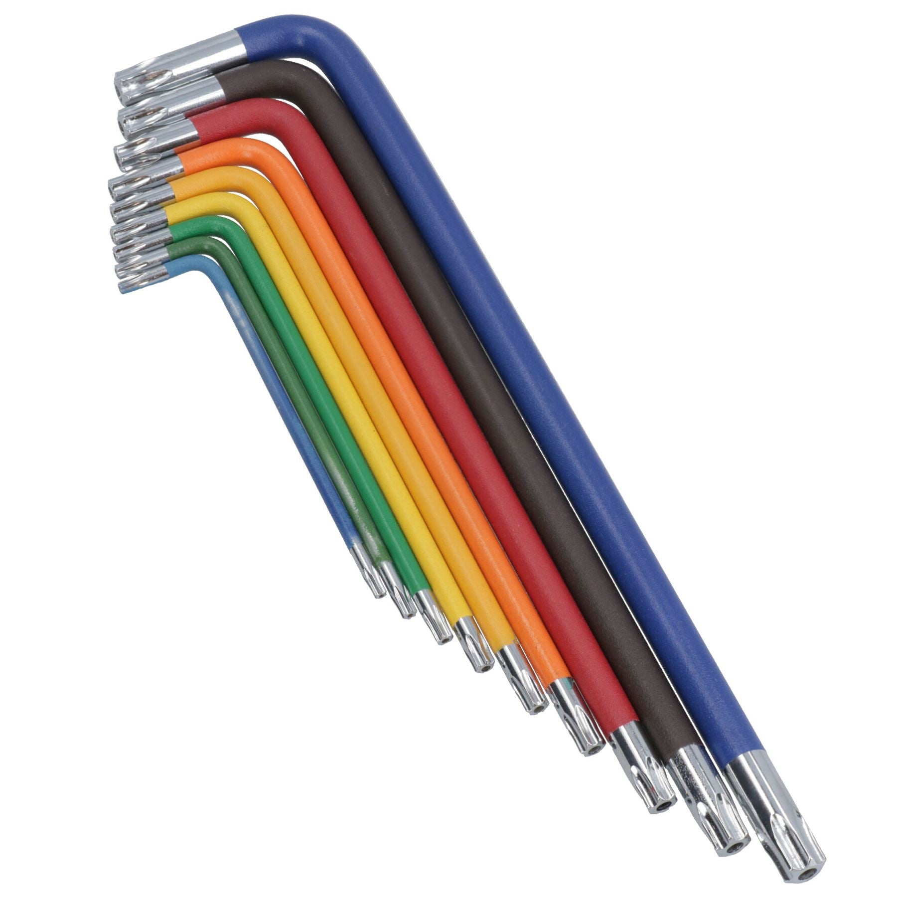 9-tlg. Extralange Stern-Torx-Tamper-Torxschlüssel Mehrfarbig mit Halter T10 – T50