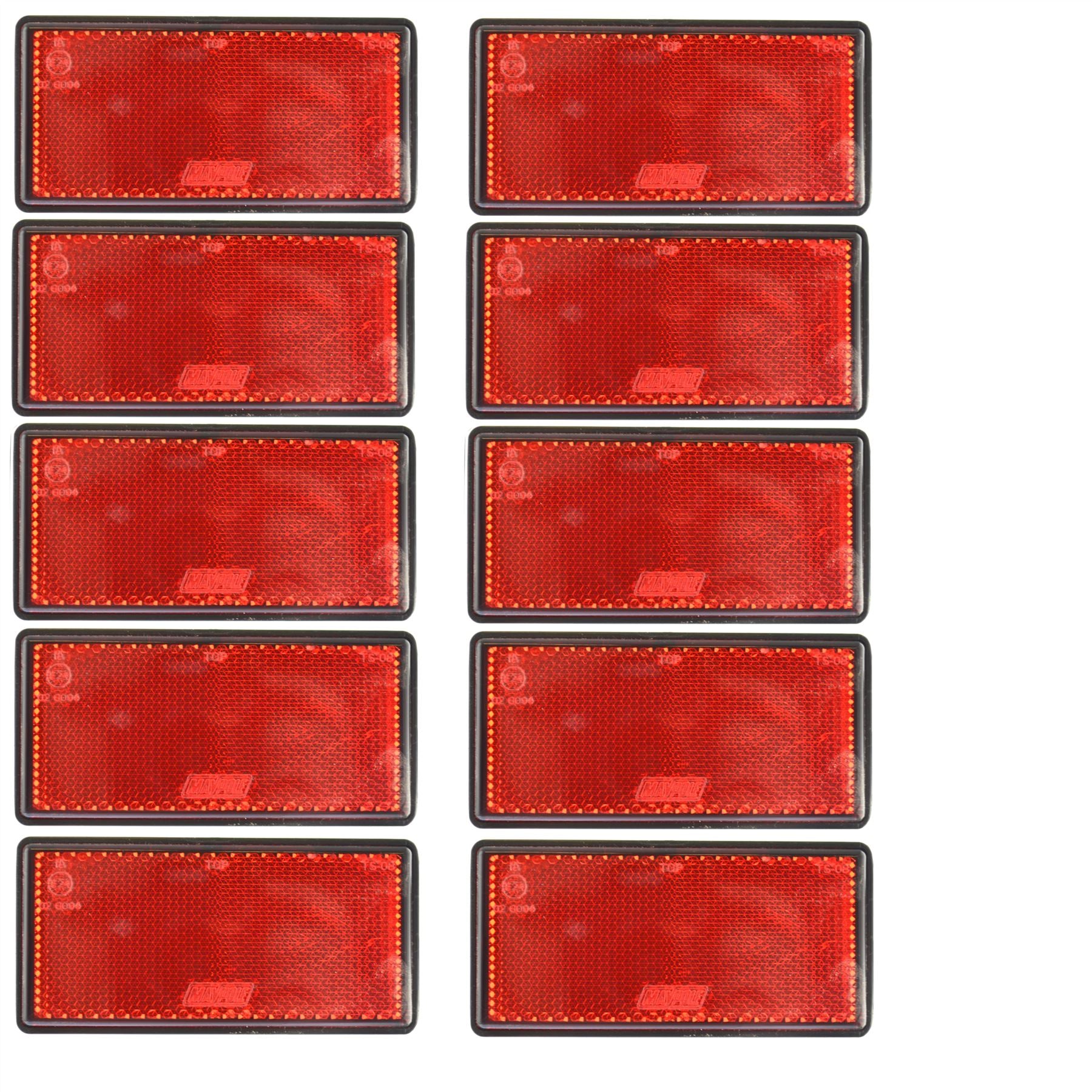 Red Large Rear Reflector 10 Pack Trailer Fence Gate Post Self-Adhesive TR212